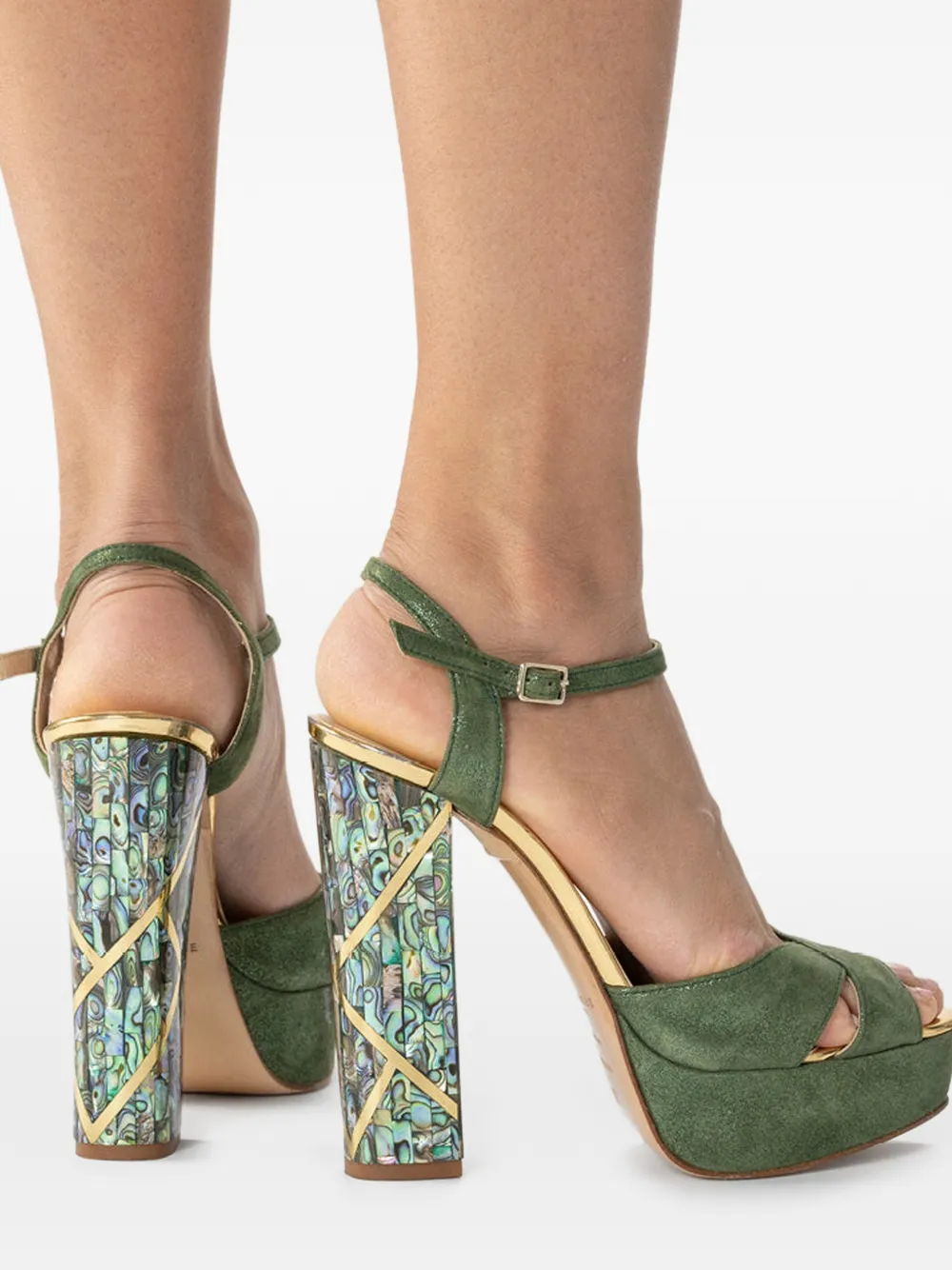 FREYA ROSE Cher sandalen met blokhak Groen