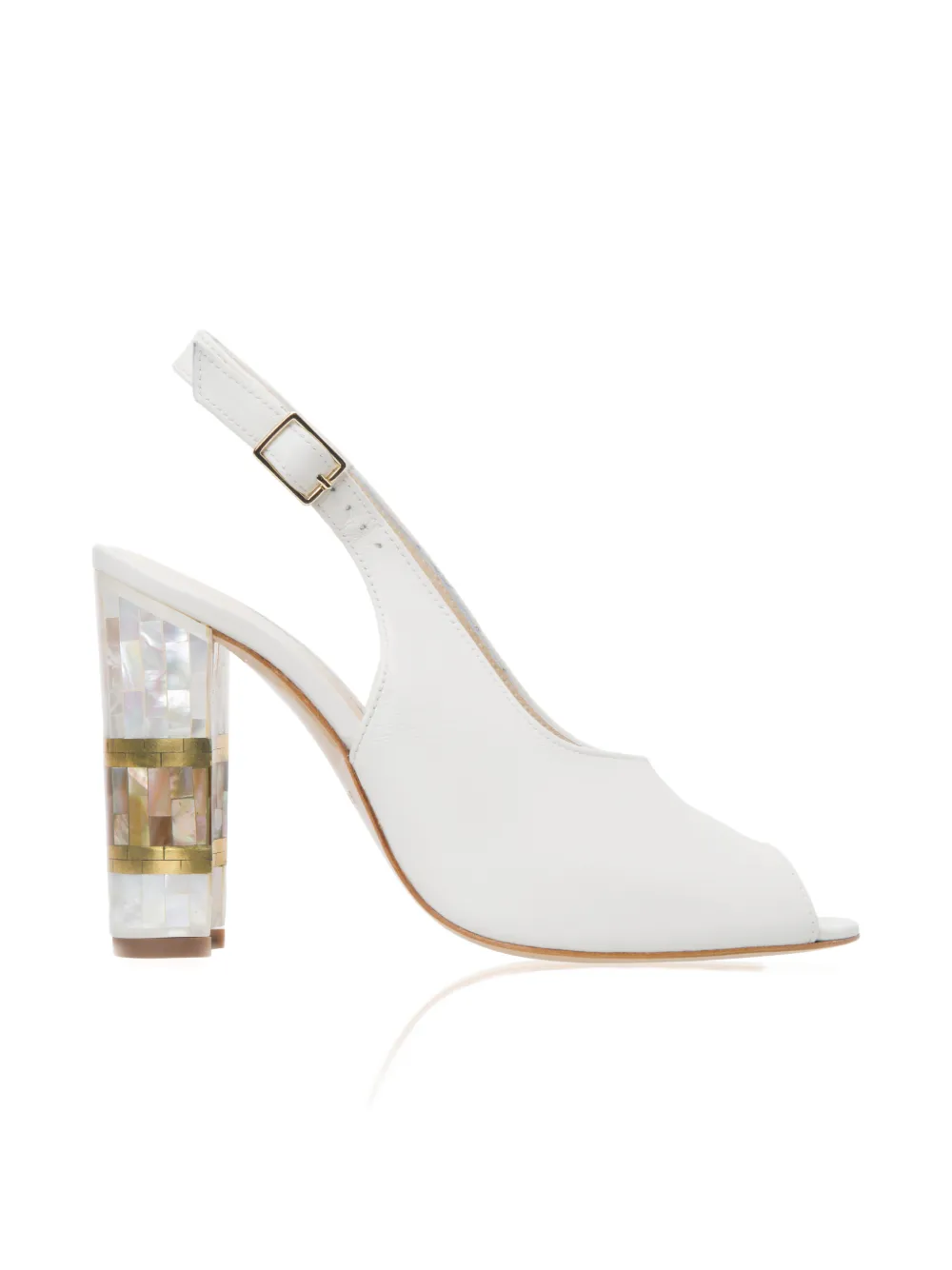 Freya Rose Zara Peep-toe Pearl Sandals In White