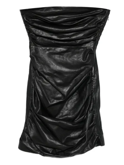AMIRI ruched calf leather mini dress