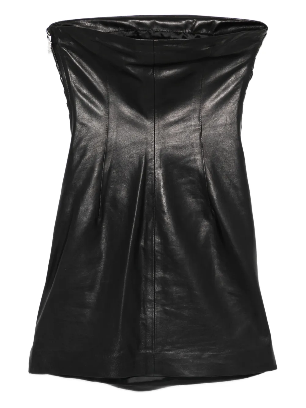 AMIRI Leren mini-jurk met ruches - Zwart