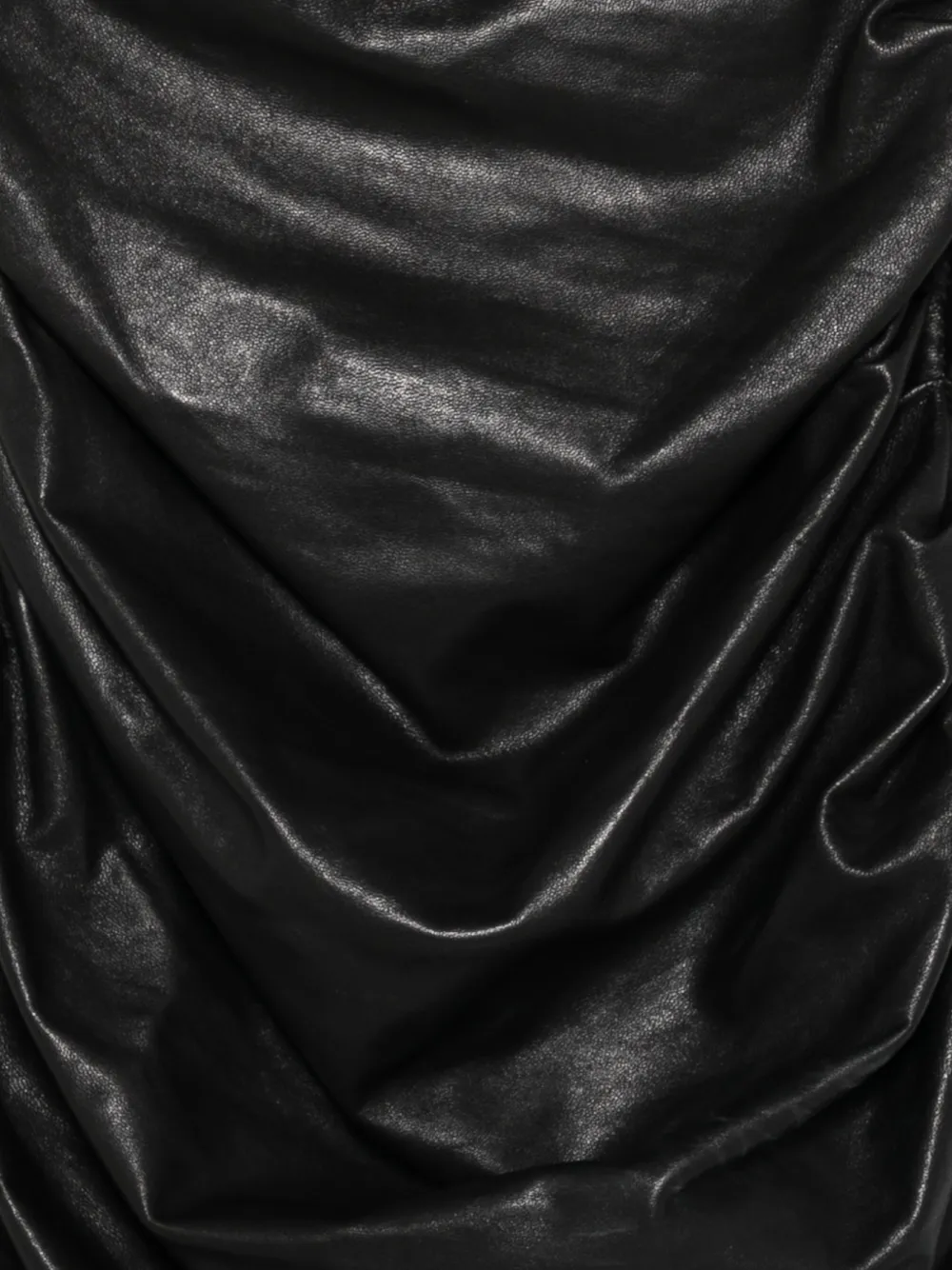 Amiri Ruched Calf Leather Mini Dress In Black