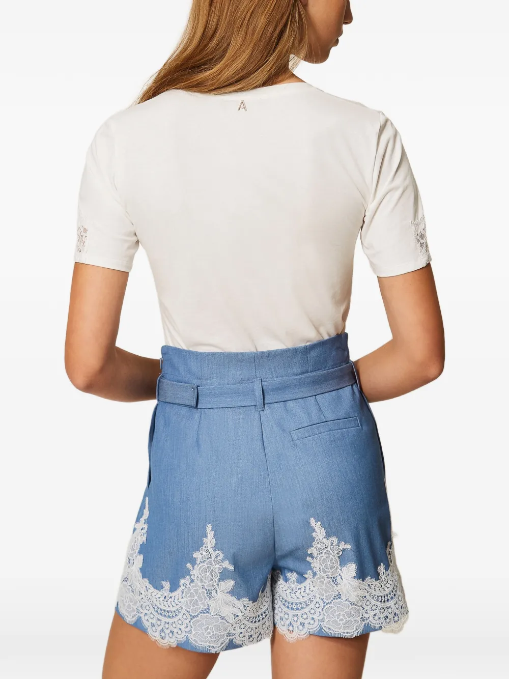 TWINSET Shorts met ceintuur en kant Blauw