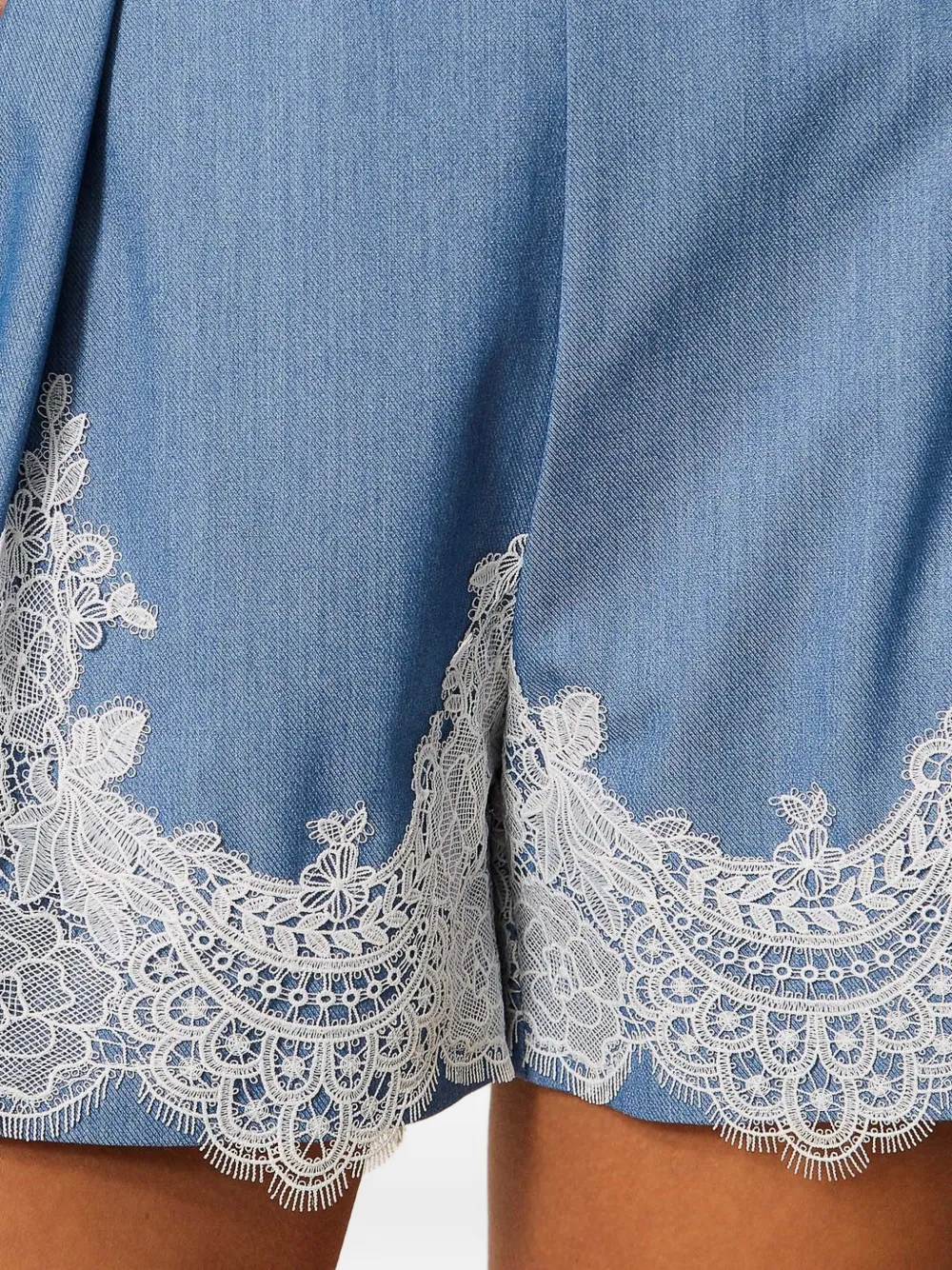 TWINSET Shorts met ceintuur en kant Blauw