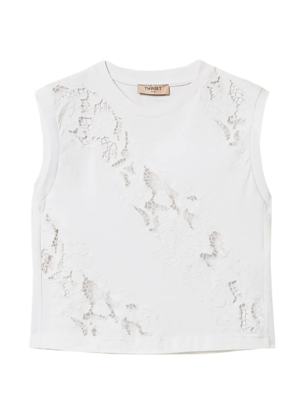 TWINSET Top con inserti di pizzo - Bianco