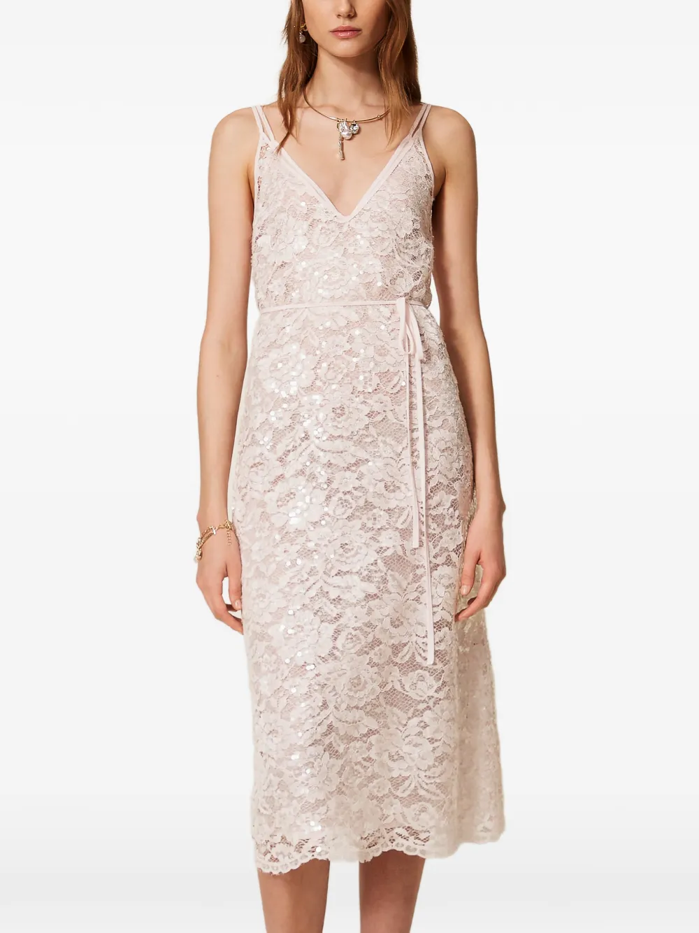  Twinset Sequin-embellished Midi Dress - Pink 