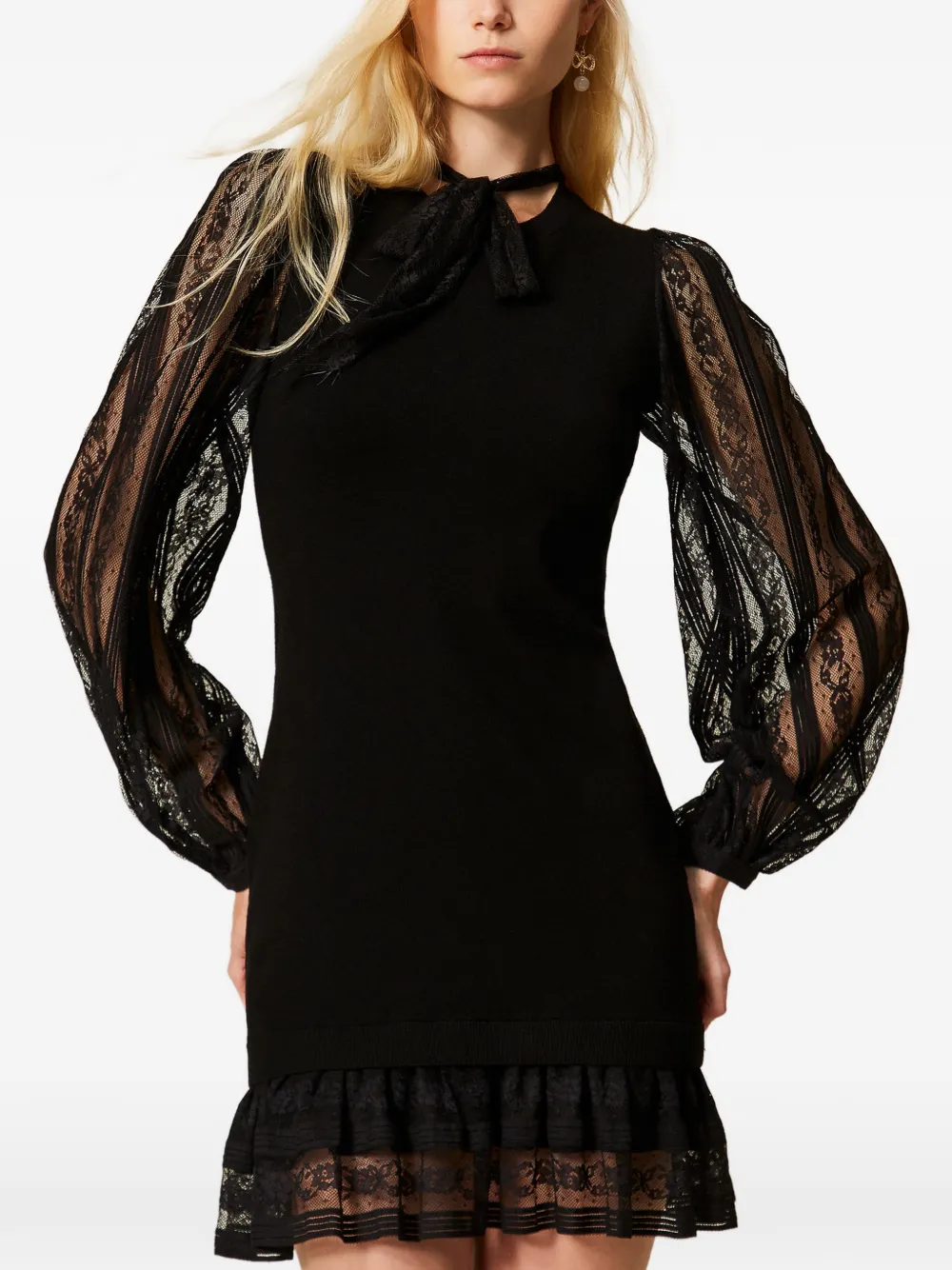 TWINSET Mini-jurk van kant - Zwart