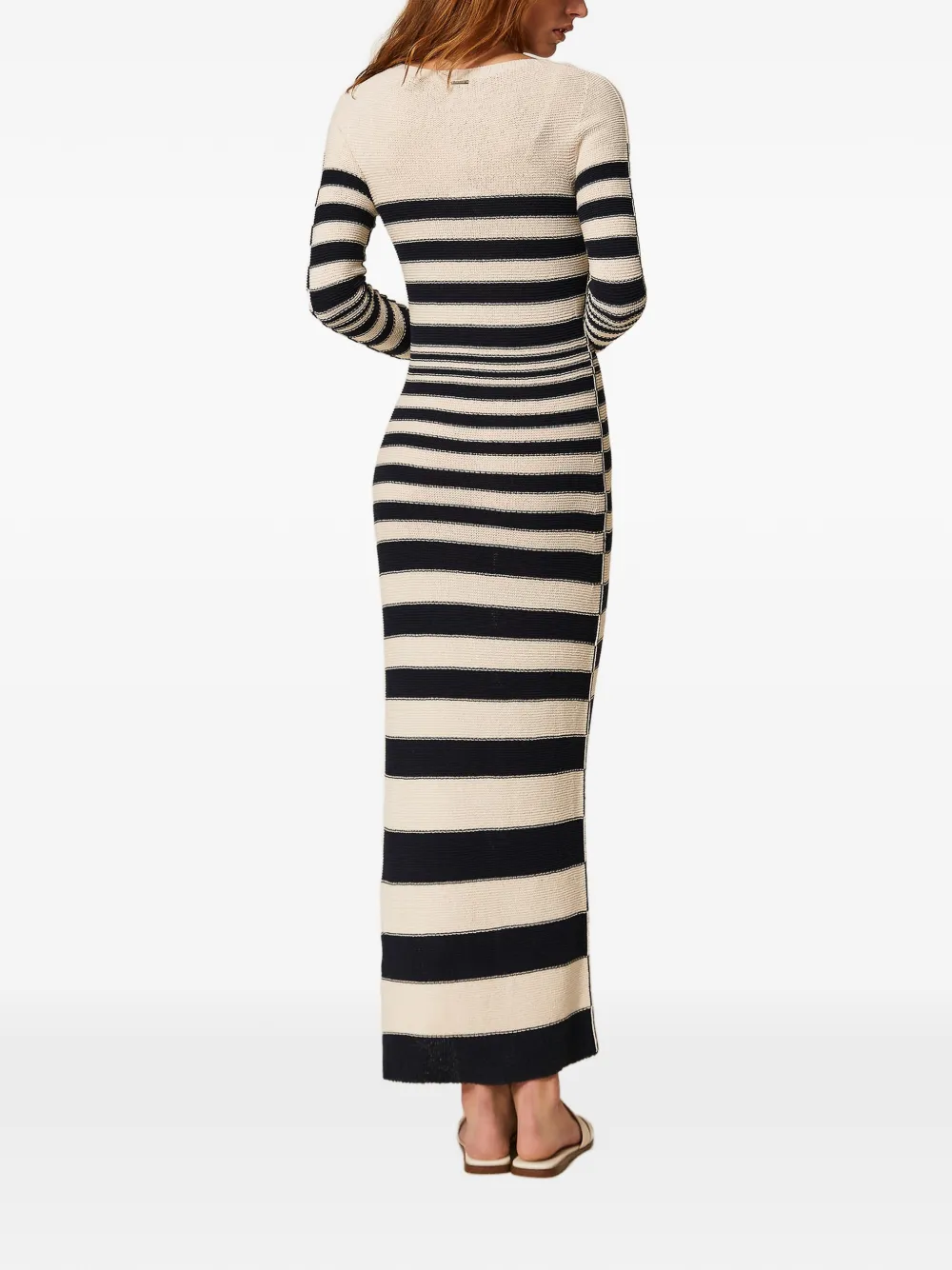 TWINSET Striped Knit Maxi Dress | Blue | FARFETCH JO