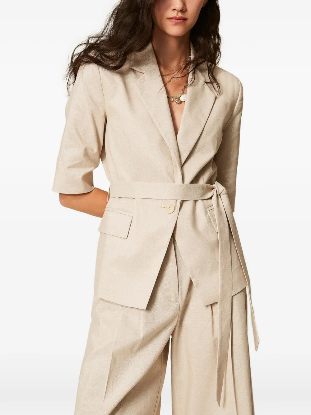 TWINSET short-sleeve belted blazer