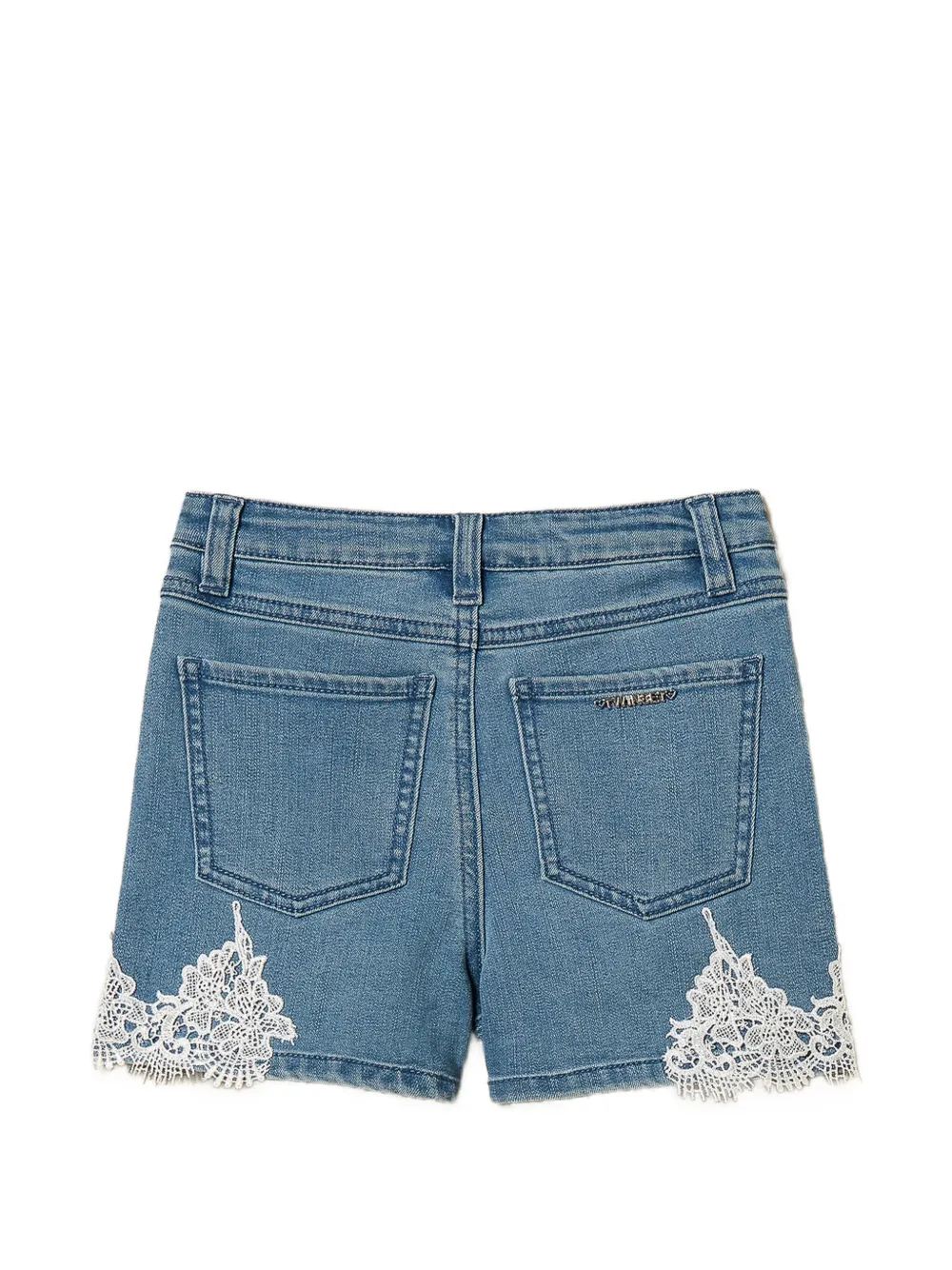  Twinset Kids Lace Denim Shorts - Blue 