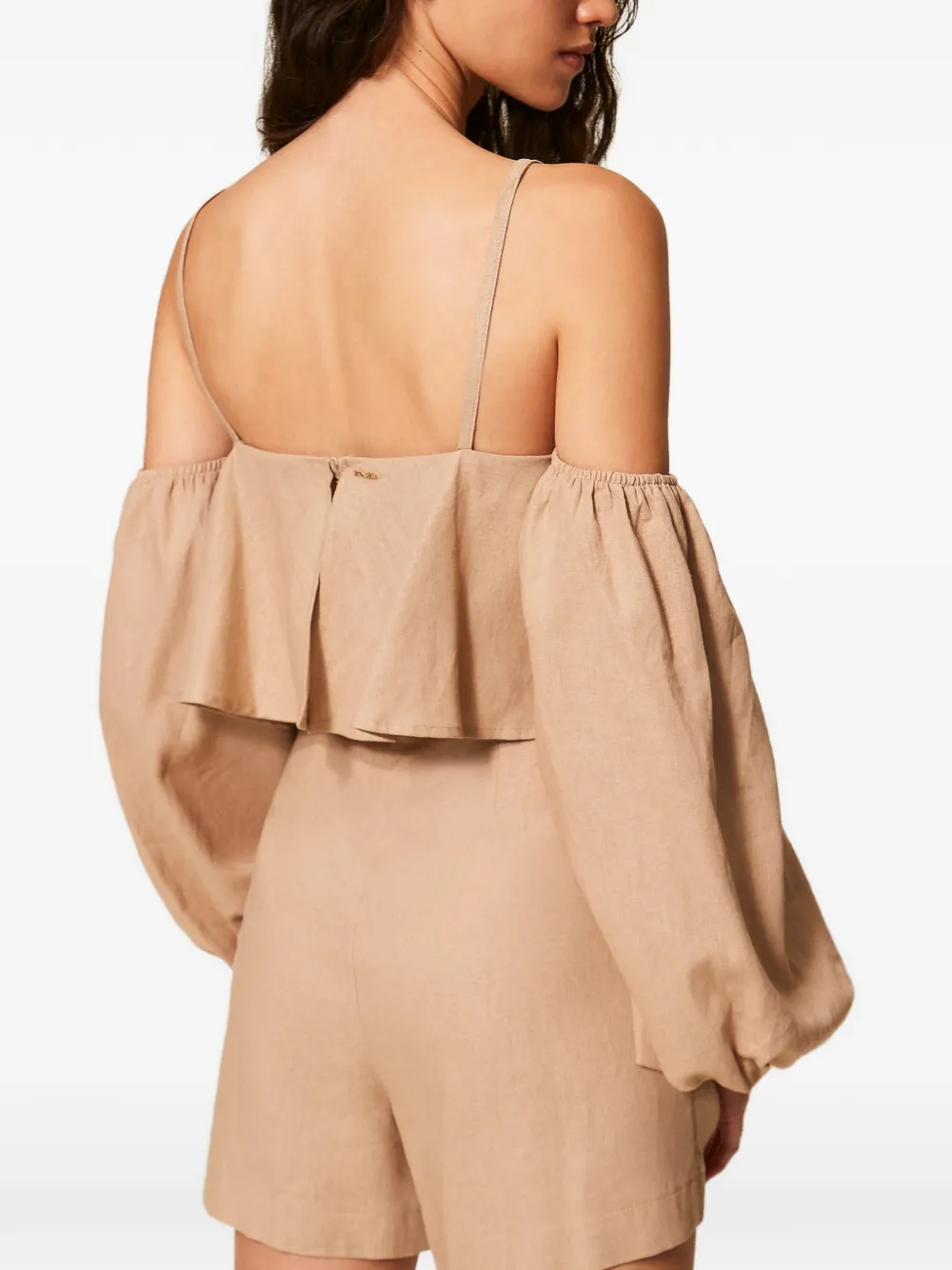 TWINSET Jumpsuit van linnenblend met kant Beige