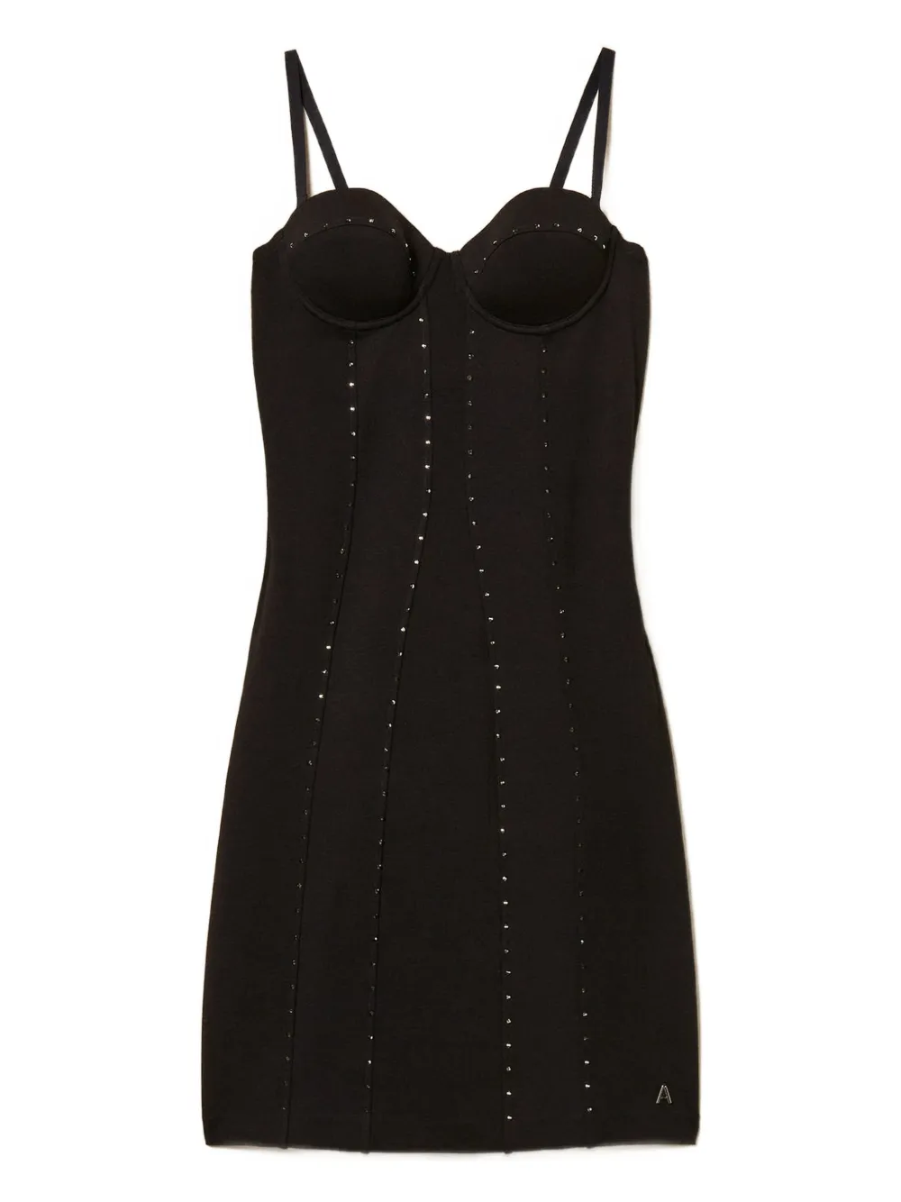 Twinset Rhinestones-embellishment Mini Dress In Black