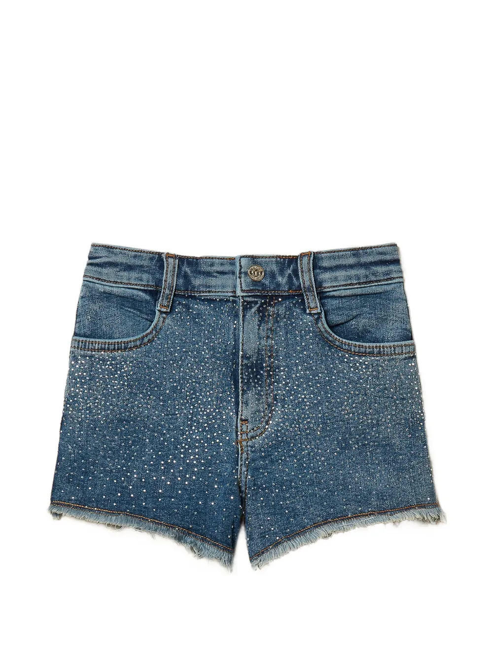 TWINSET Kids studded denim shorts - Blu