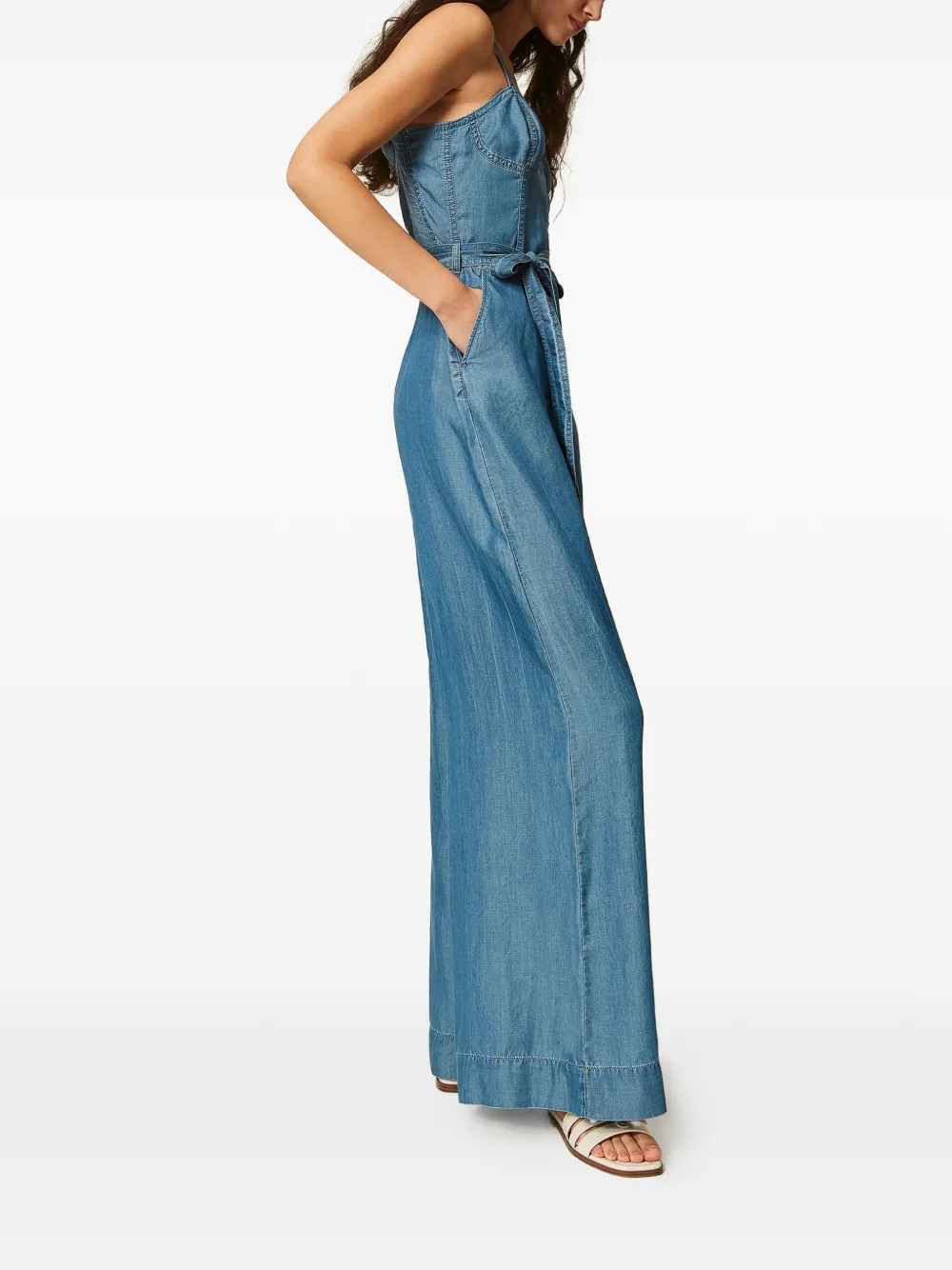 TWINSET Jumpsuit met wijde pijpen Blauw