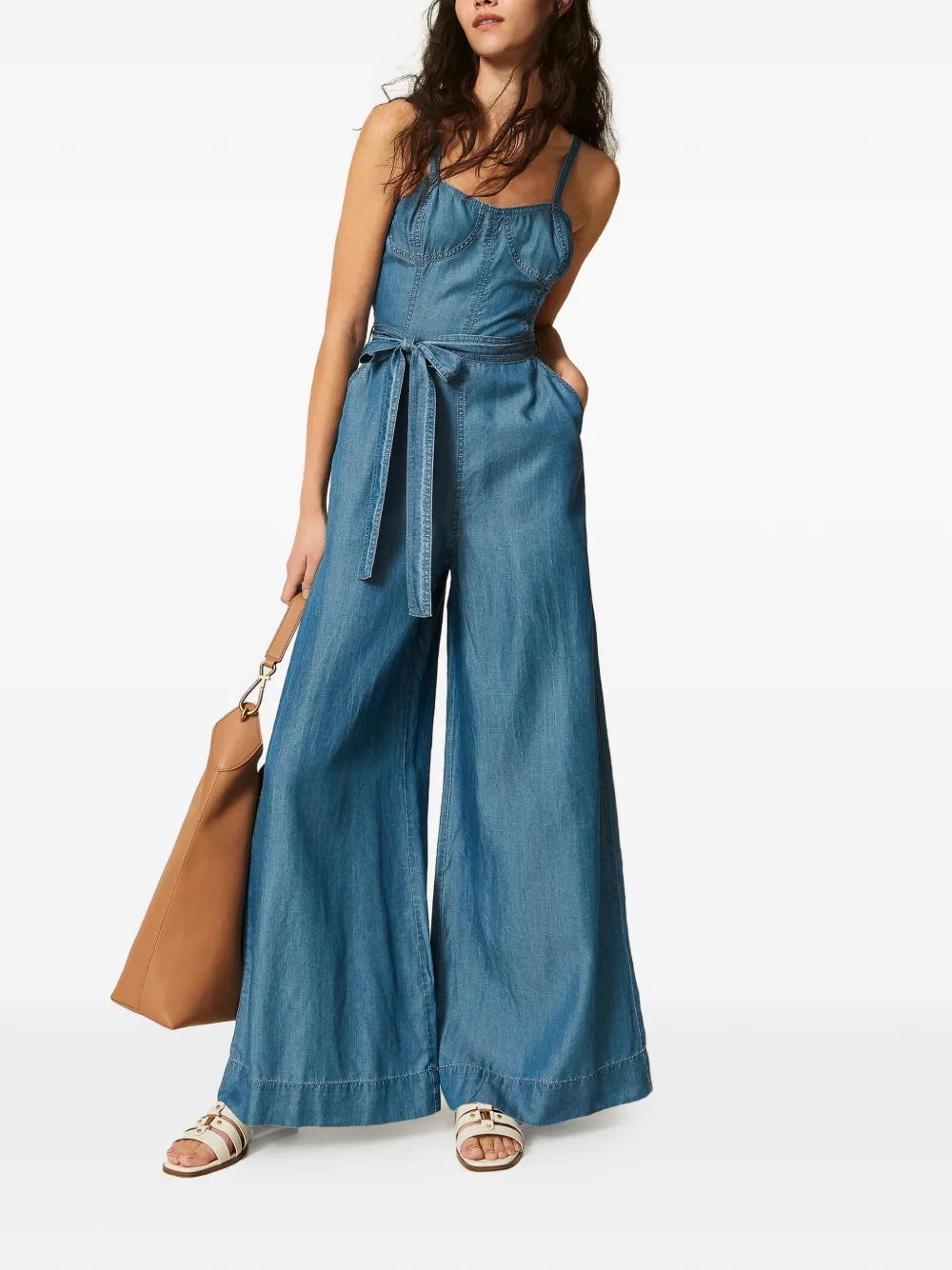 TWINSET Jumpsuit met wijde pijpen Blauw