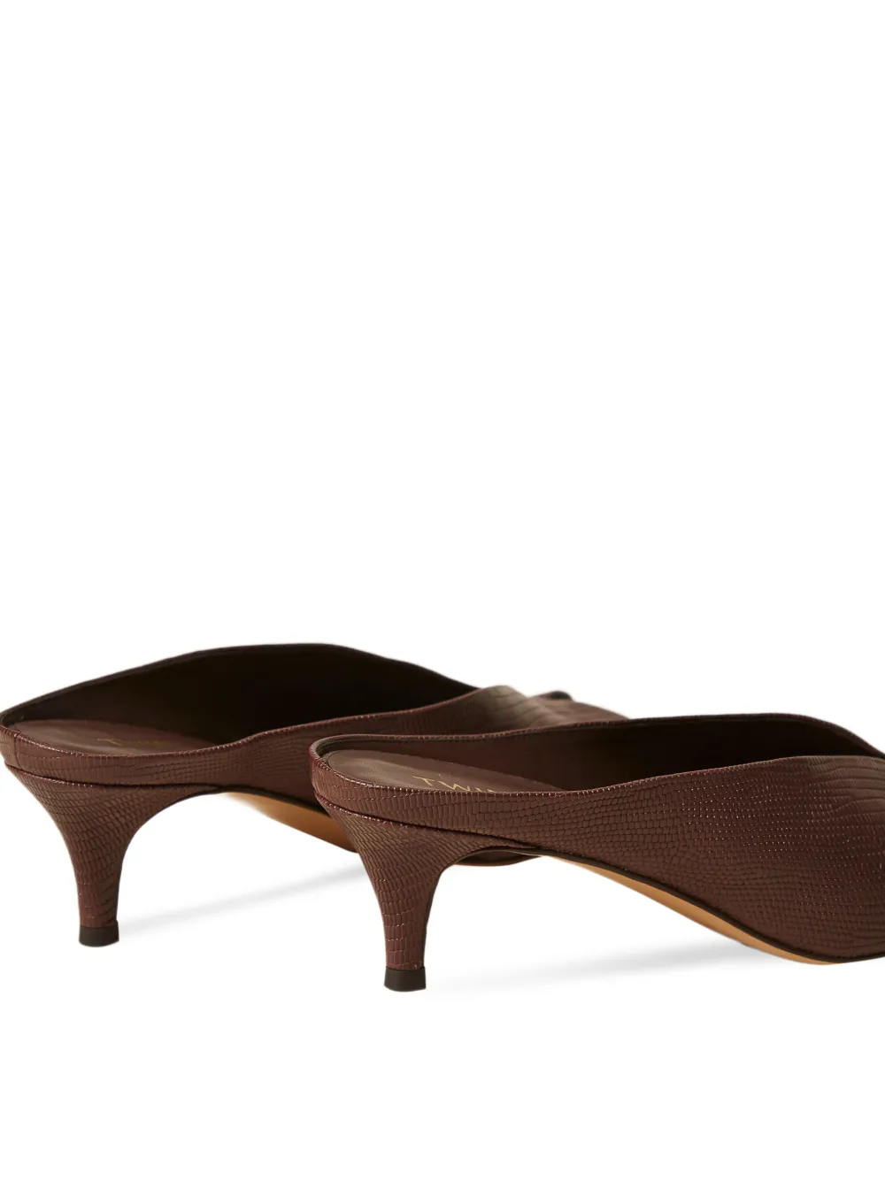 TWINSET Leren sandalen met reliëf en hak Bruin