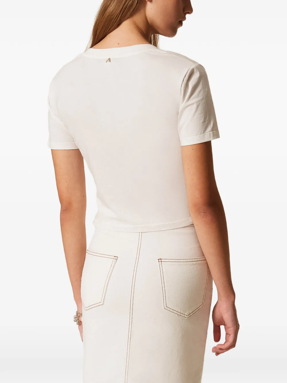TWINSET T-shirt met vierkante hals Wit