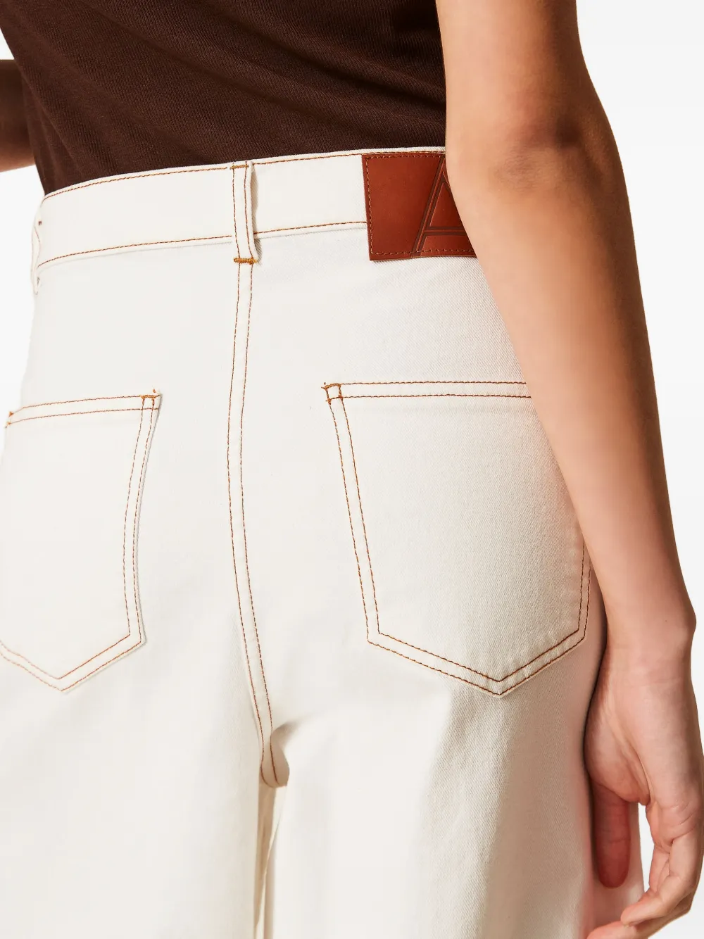 TWINSET Biologische katoenen broek met wijde pijpen Wit