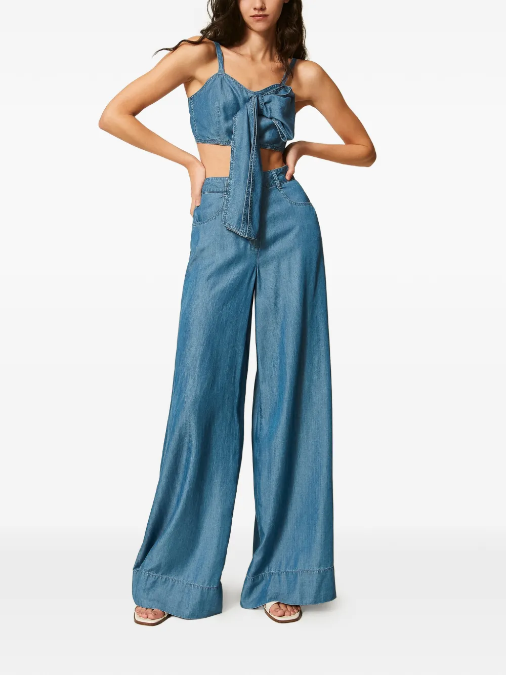 TWINSET High waist palazzo broek Blauw