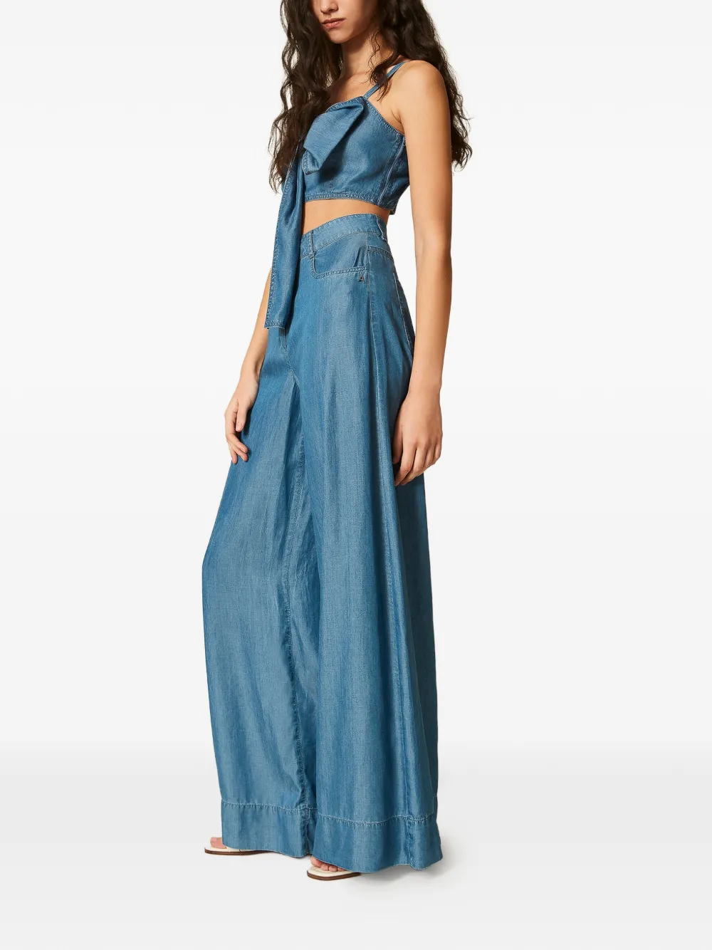 TWINSET High waist palazzo broek Blauw