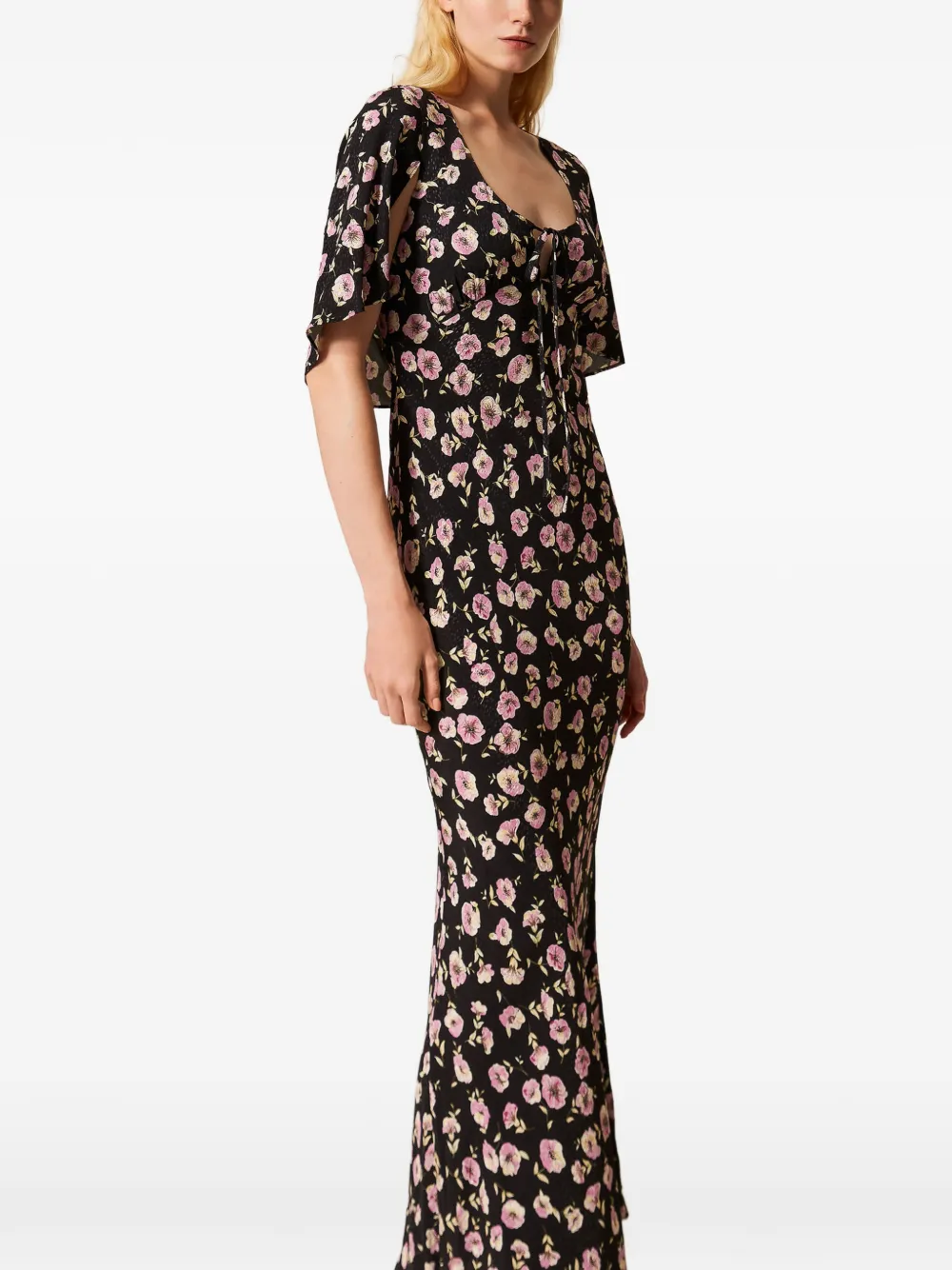 TWINSET Maxi-jurk met bloemenprint Zwart