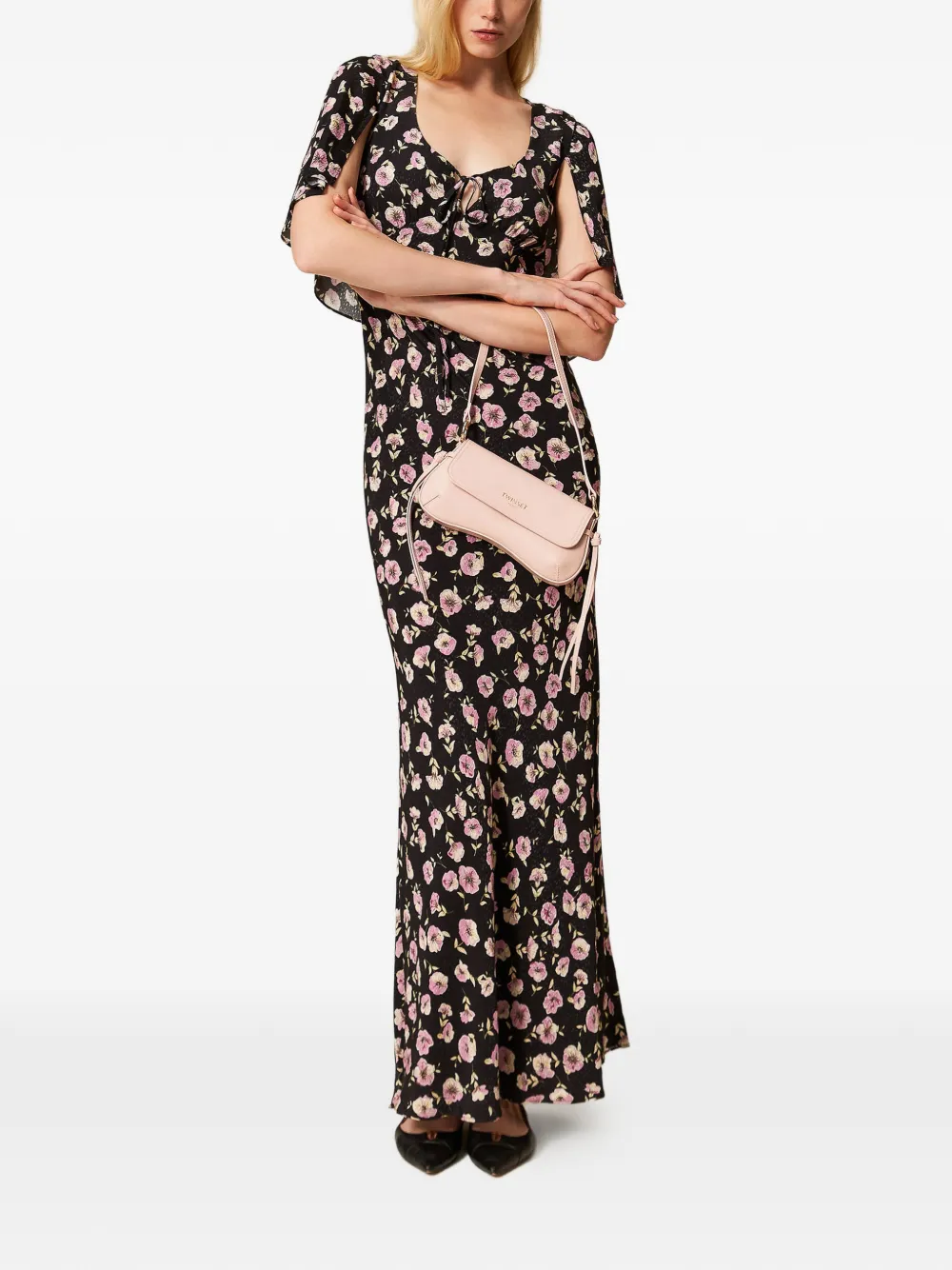 TWINSET Maxi-jurk met bloemenprint - Zwart