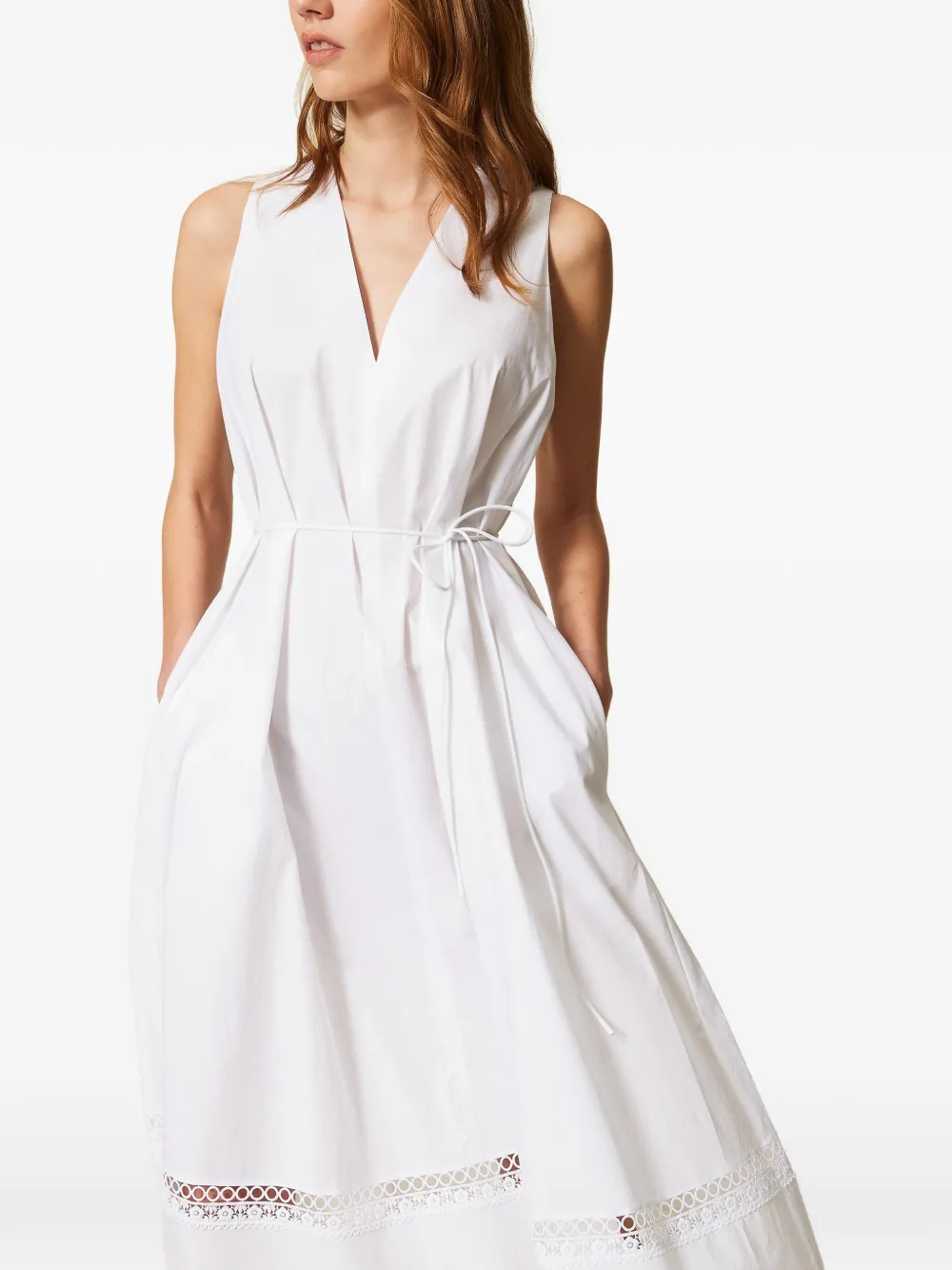 TWINSET Midi-jurk met V-hals Wit