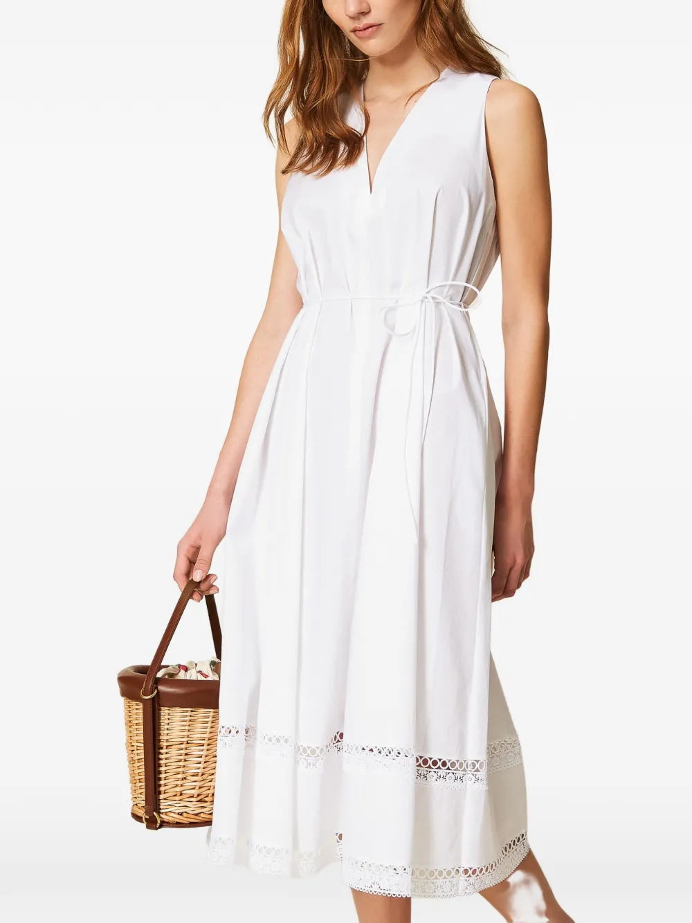 TWINSET Midi-jurk met V-hals Wit