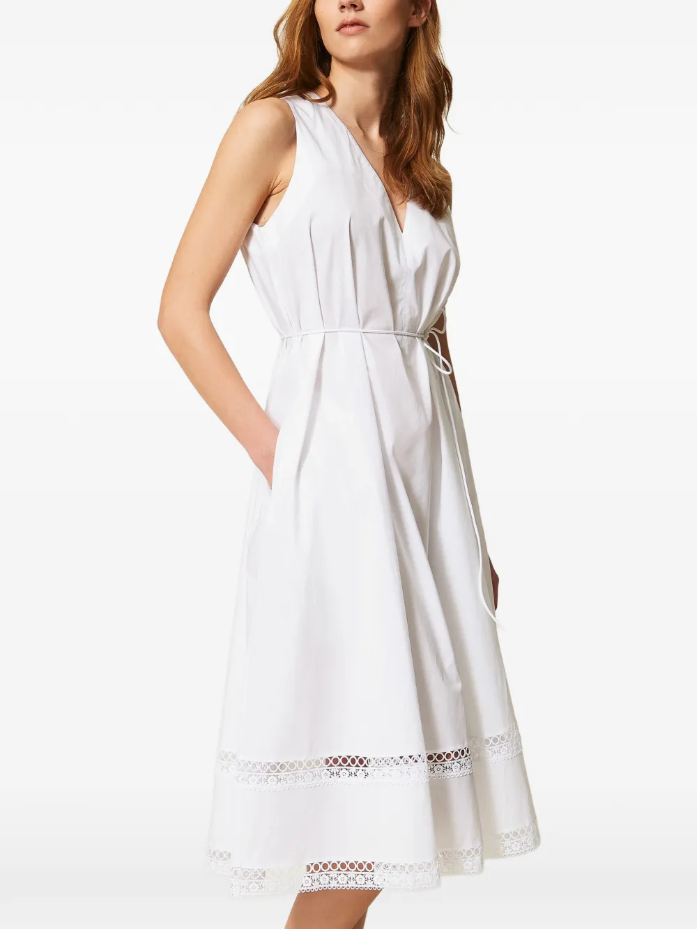 TWINSET Midi-jurk met V-hals Wit