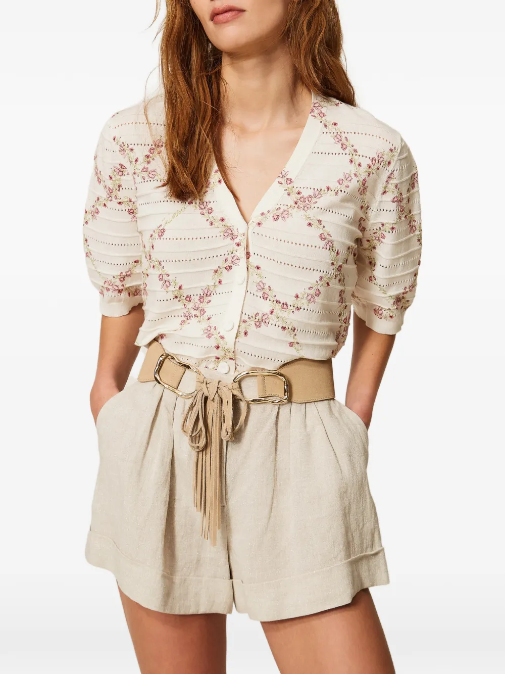 TWINSET Vest met kersen-print Beige