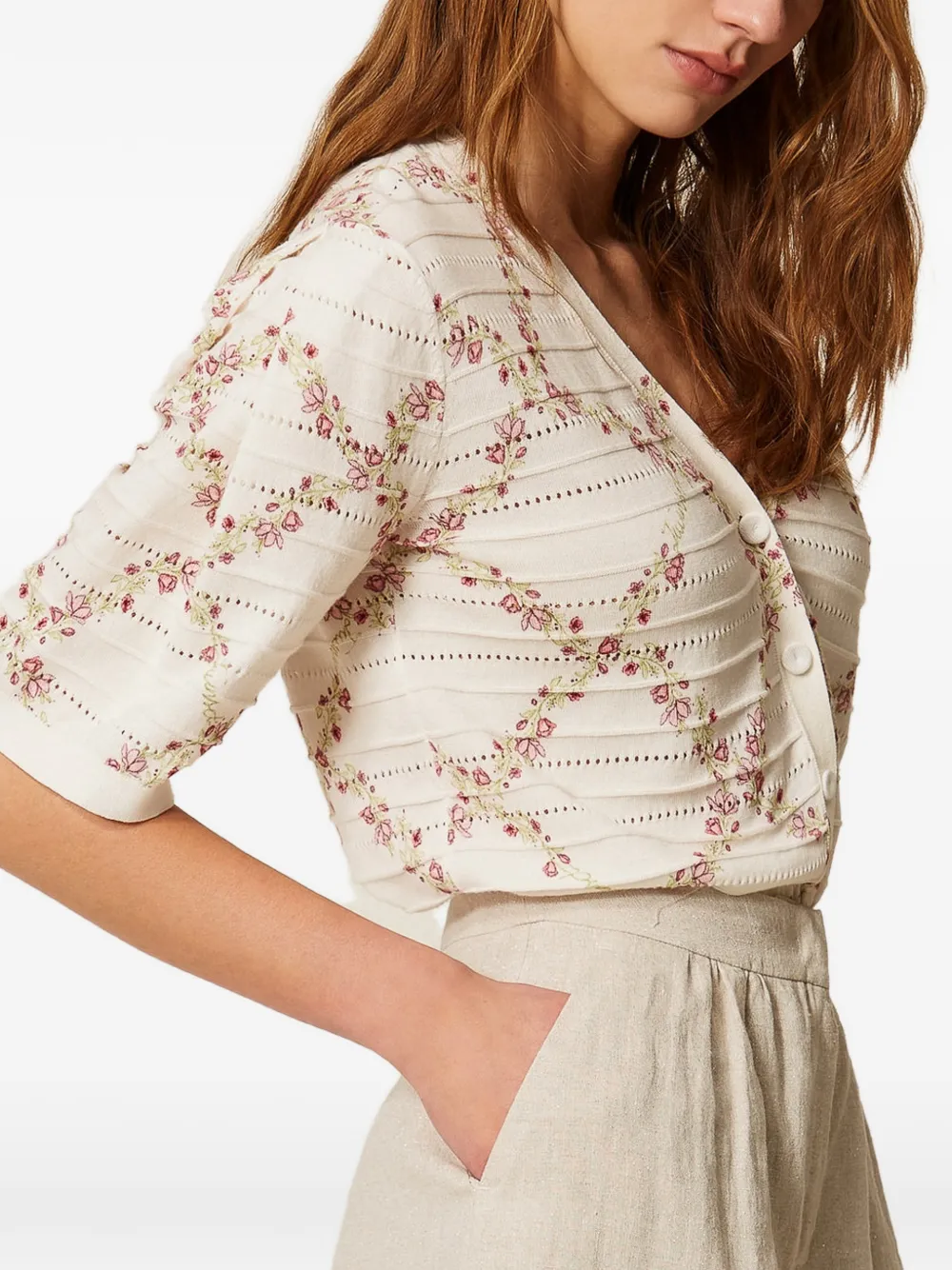 TWINSET Vest met kersen-print Beige