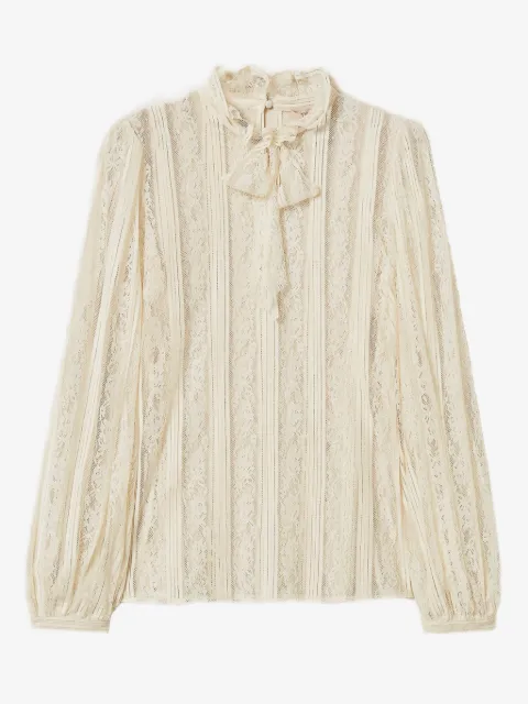 TWINSET blusa de encaje con motivo de rayas y moño