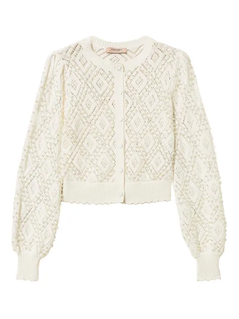 TWINSET diamond-pattern faux-pearl cardigan
