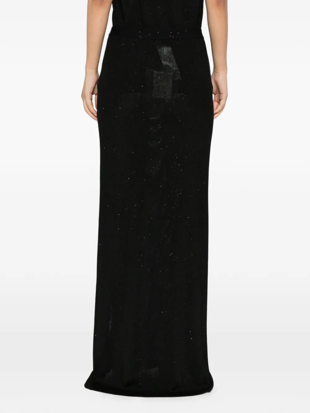 Tom Ford Sequin-embellished Ribbed Skirt In Black