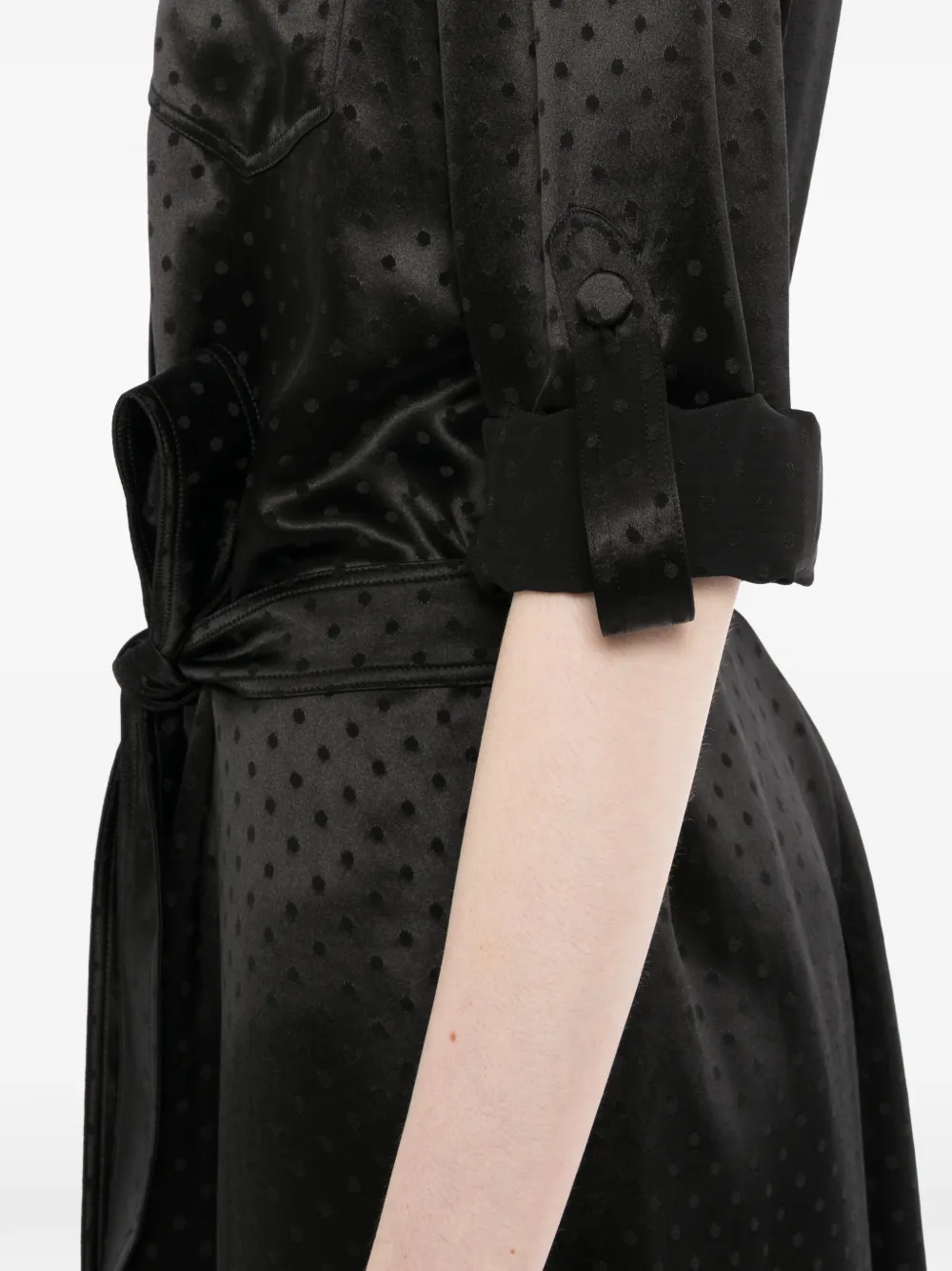 TOM FORD Jurk met gestrikte taille en stippen Zwart