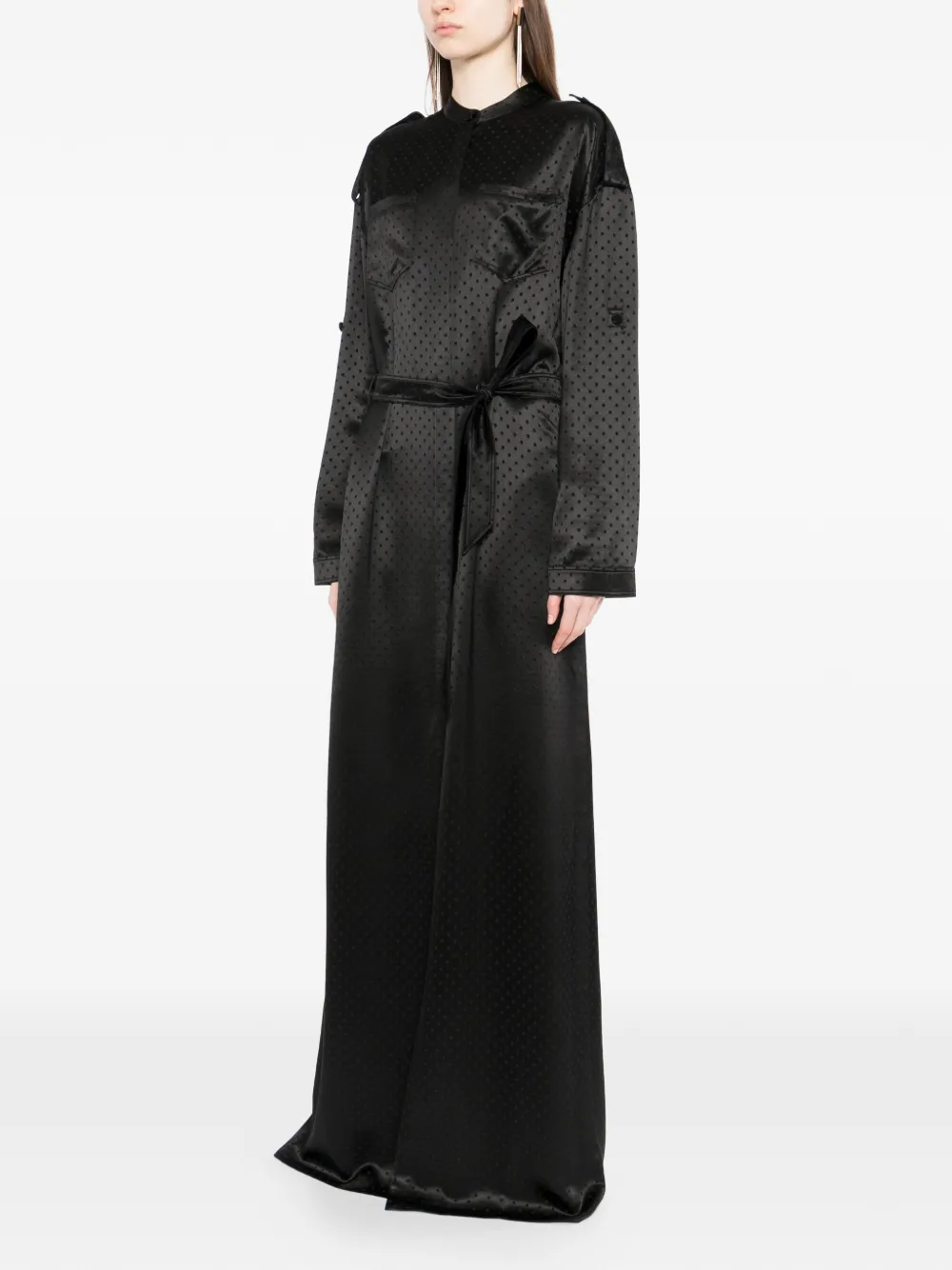 TOM FORD Jurk met gestrikte taille en stippen Zwart