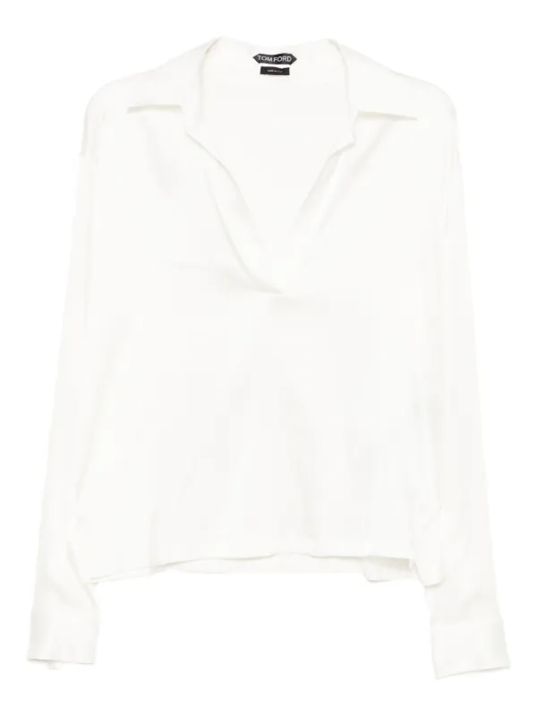 Tom Ford Satin Blouse in White