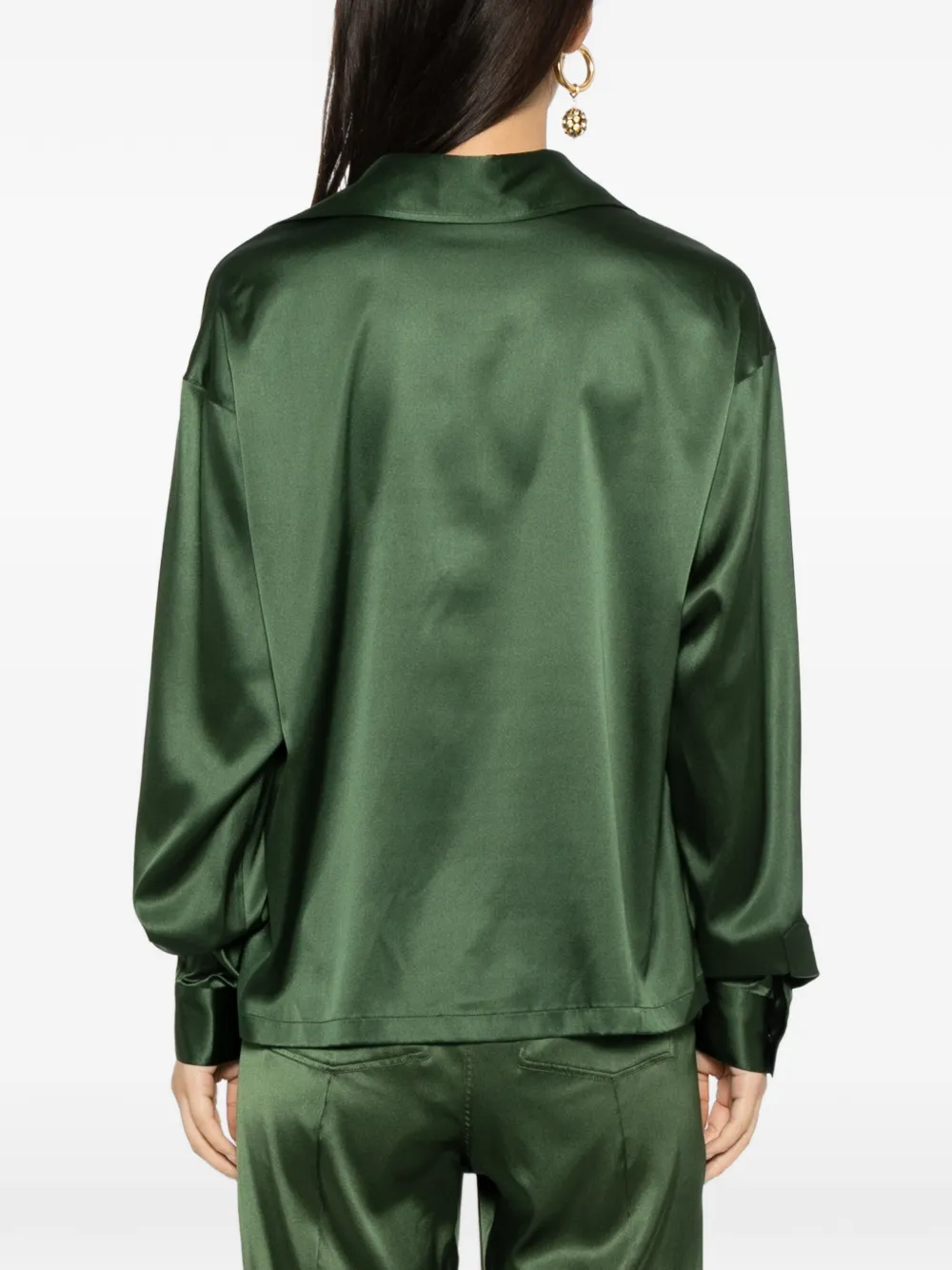 Tom Ford Logo-embroidered Satin Tunic In Green