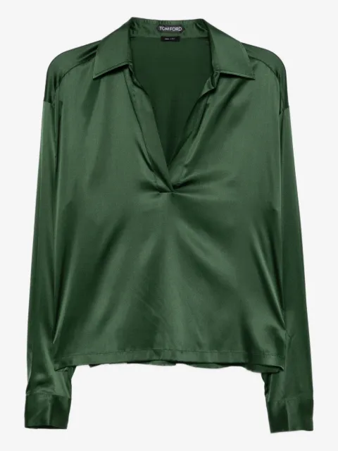 TOM FORD logo-embroidered satin tunic