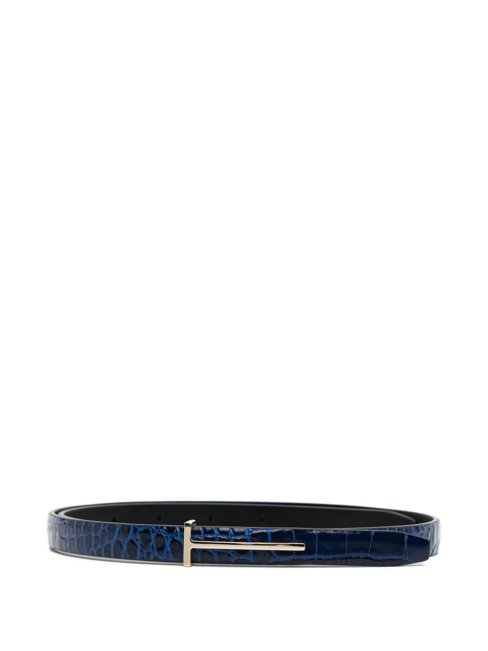 TOM FORD crocodile-effect buckle belt - Blu