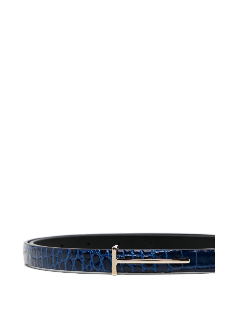 TOM FORD crocodile-effect buckle belt - Blauw