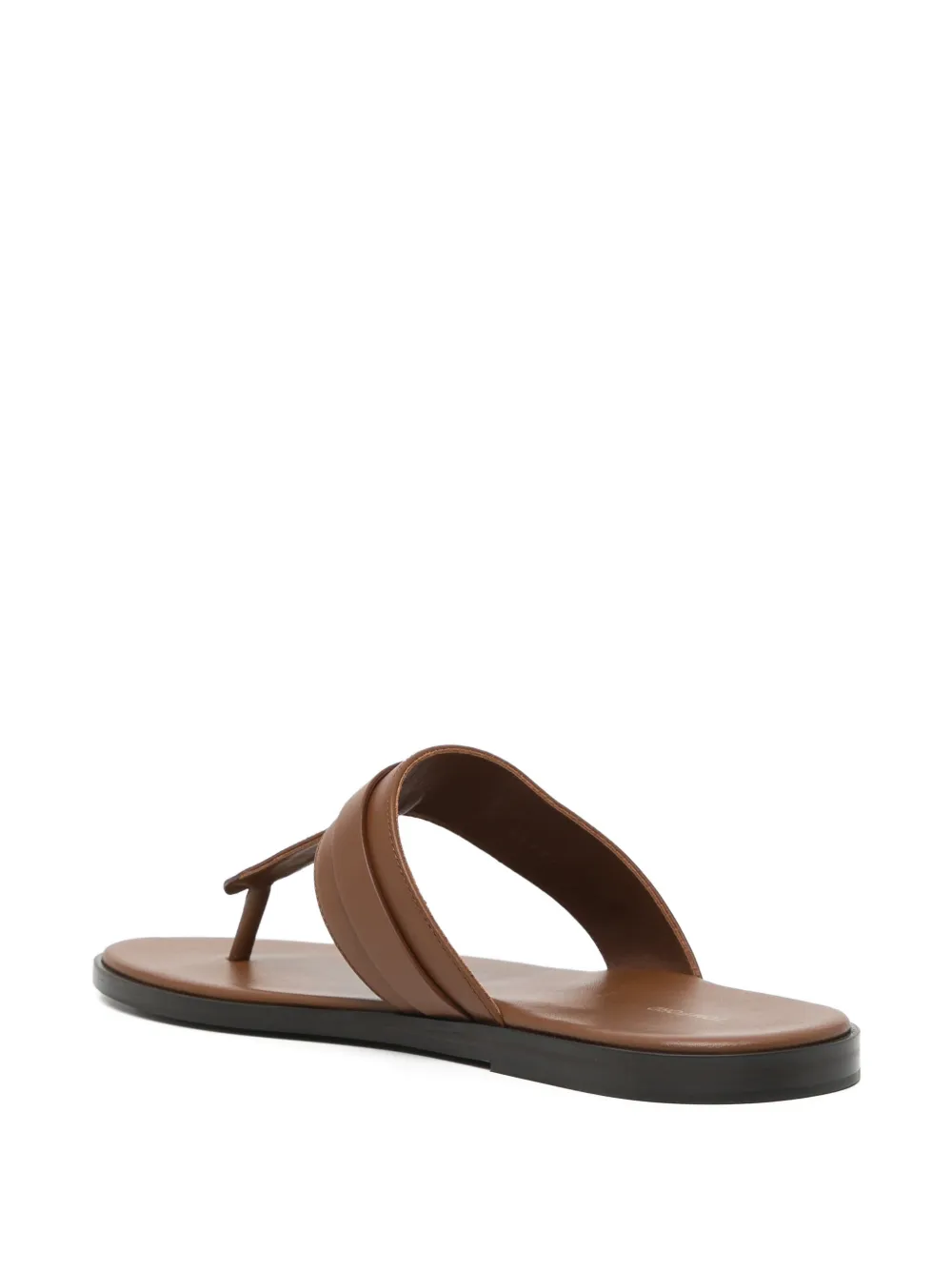 TOM FORD Leren teenslippers met logo Bruin