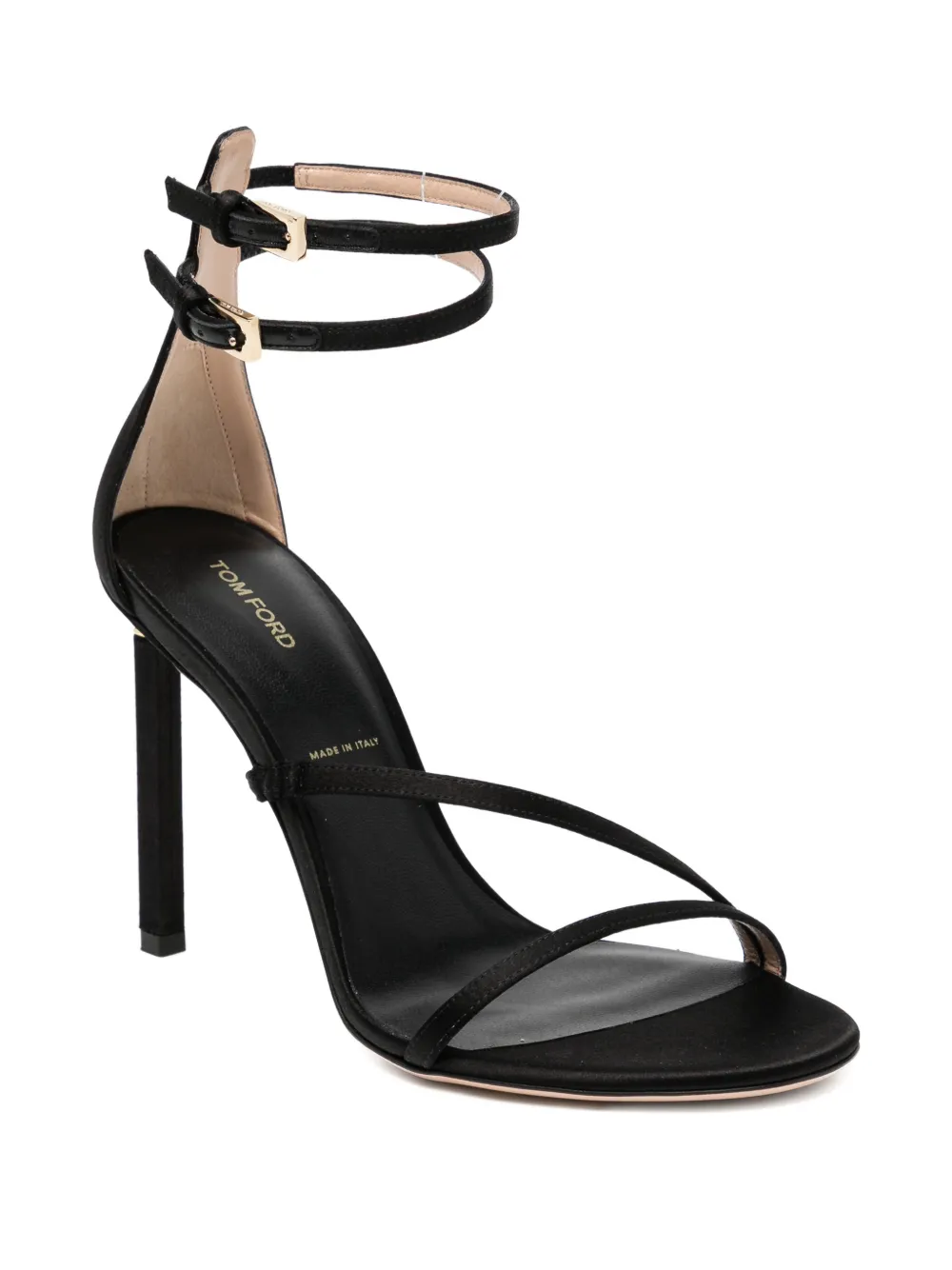 TOM FORD 105 mm satijnen sandalen Zwart