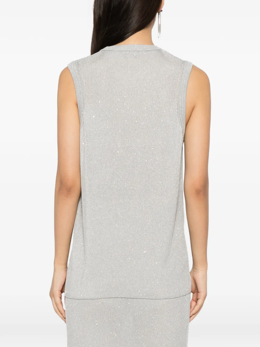 TOM FORD Geribbelde tanktop met pailletten Grijs