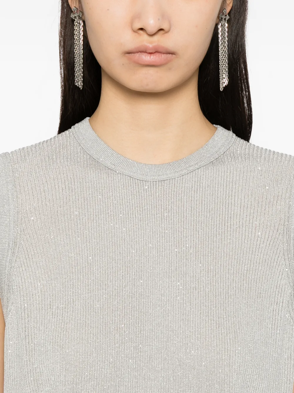 TOM FORD Geribbelde tanktop met pailletten Grijs