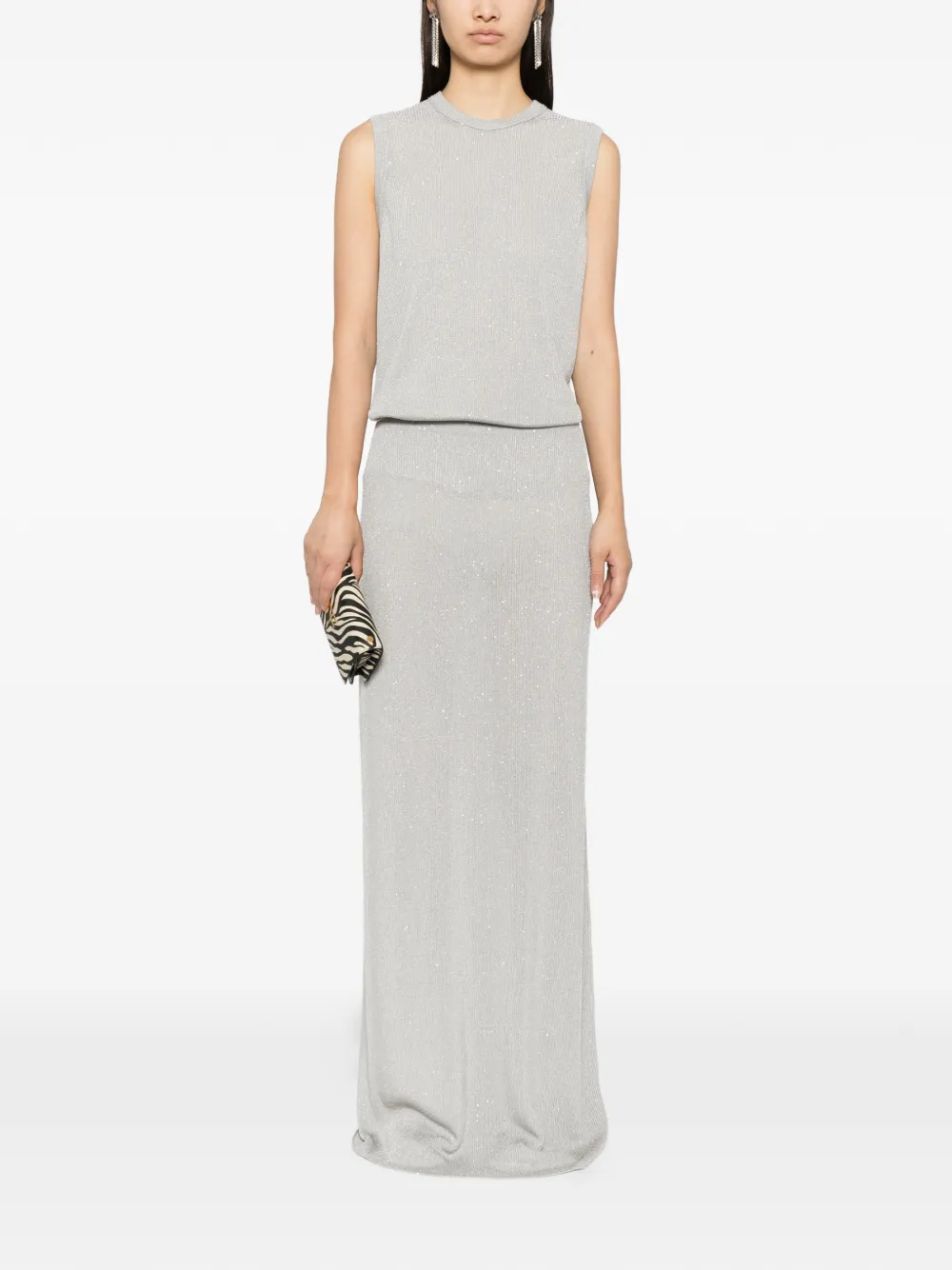  Tom Ford Sequin-embellished Ribbed Tank Top - Grey 