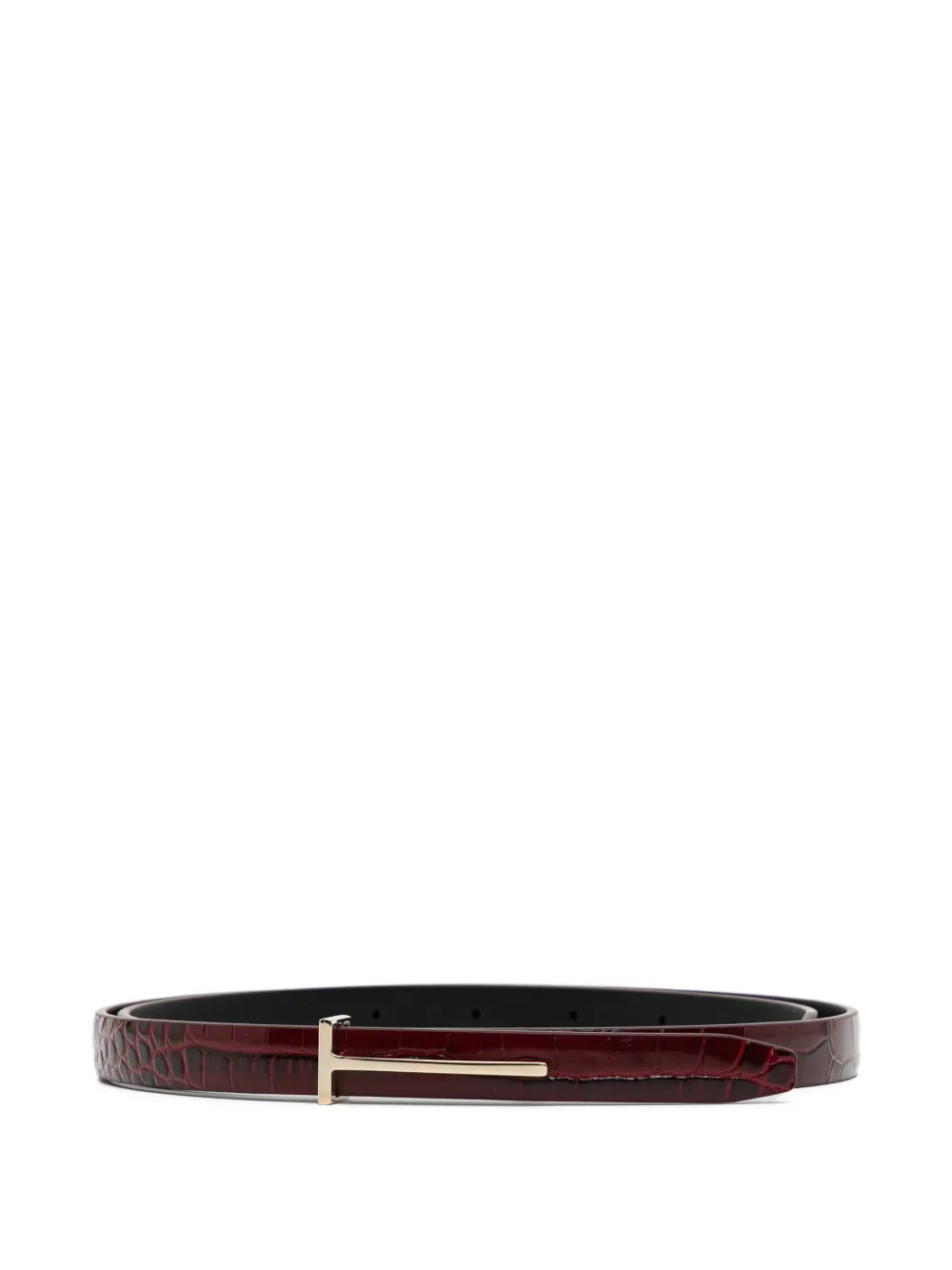 TOM FORD croc-effect buckle belt - Rosso