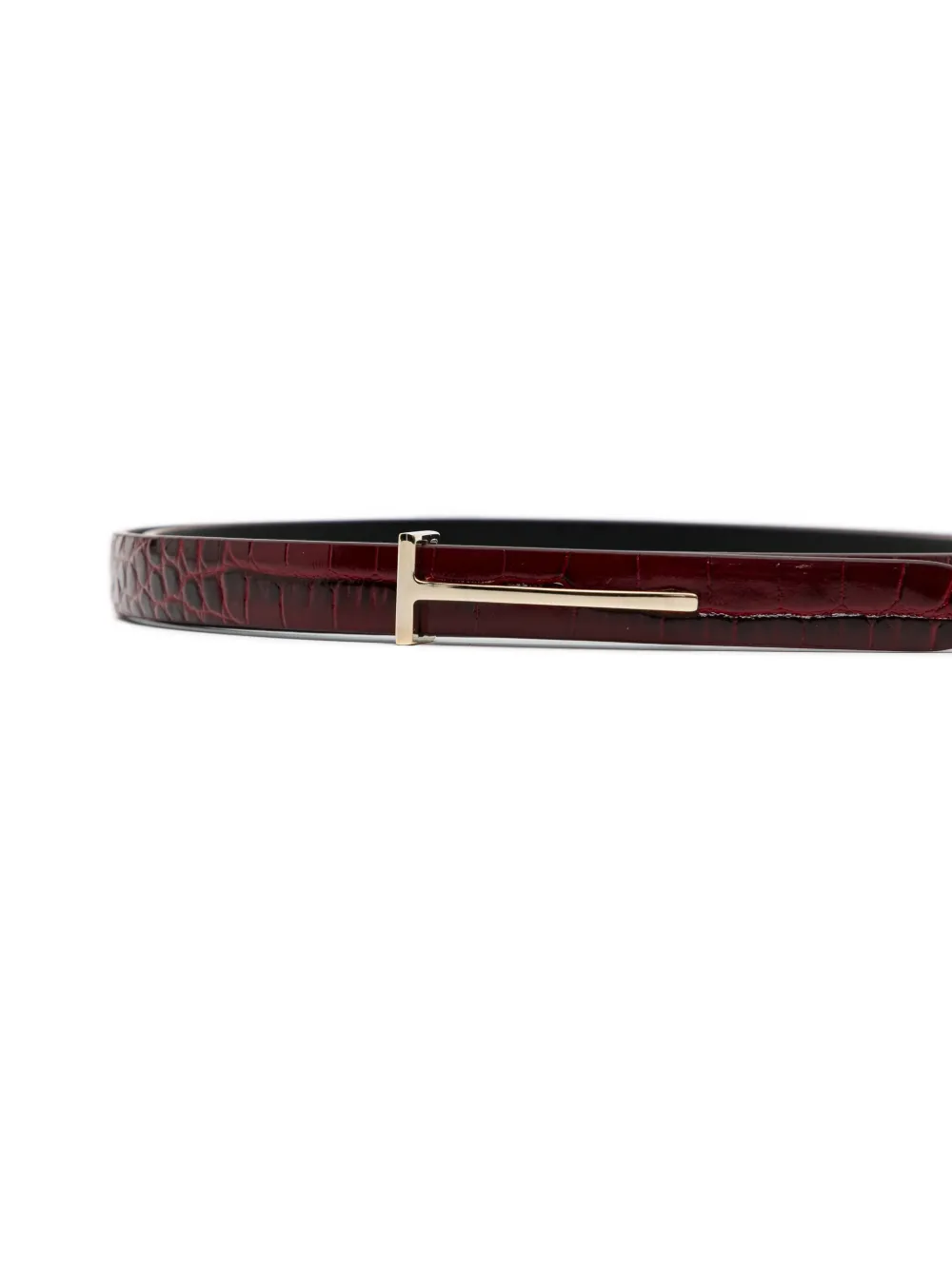 TOM FORD croc-effect buckle belt - Rood