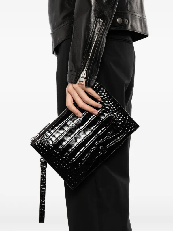 TOM FORD クロコパターン クラッチバッグ | ブラック | FARFETCH JP