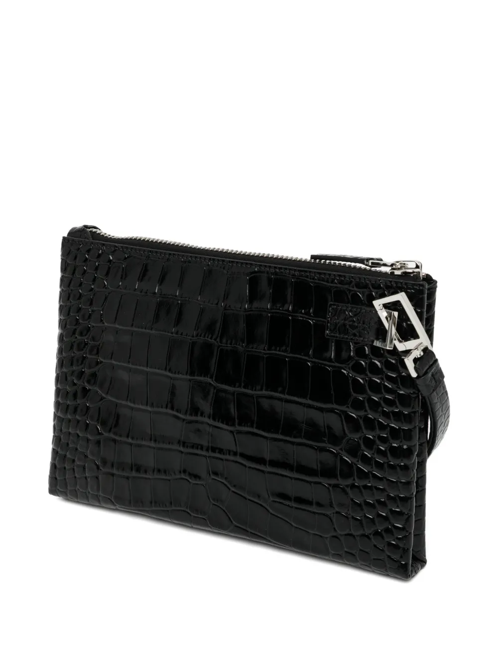  Tom Ford Crocodile-effect Zip Clutch Bag - Black 