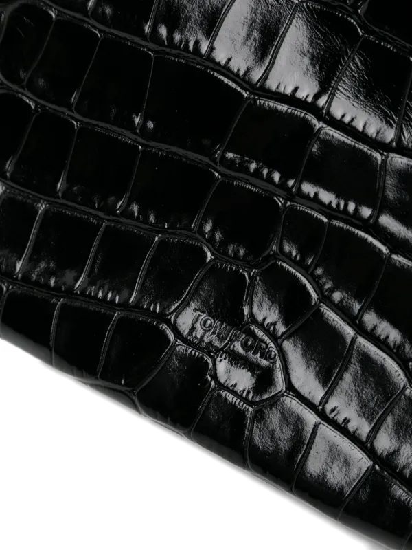 TOM FORD crocodile-effect Zip Clutch Bag | Black | FARFETCH